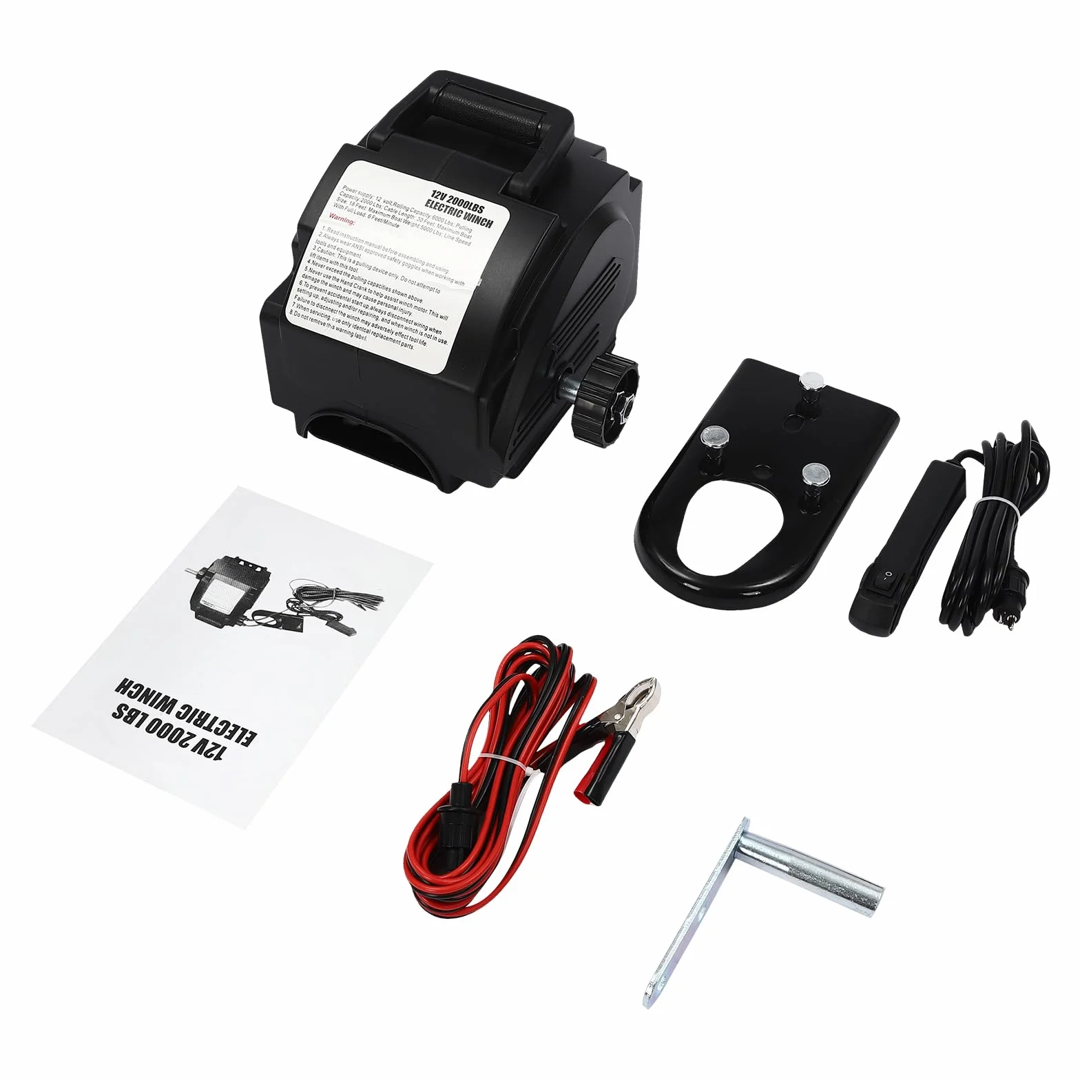 Minus One Cabrestante eléctrico, 12 V, 9,2 m, Fuerza de tracción hasta 907 kg