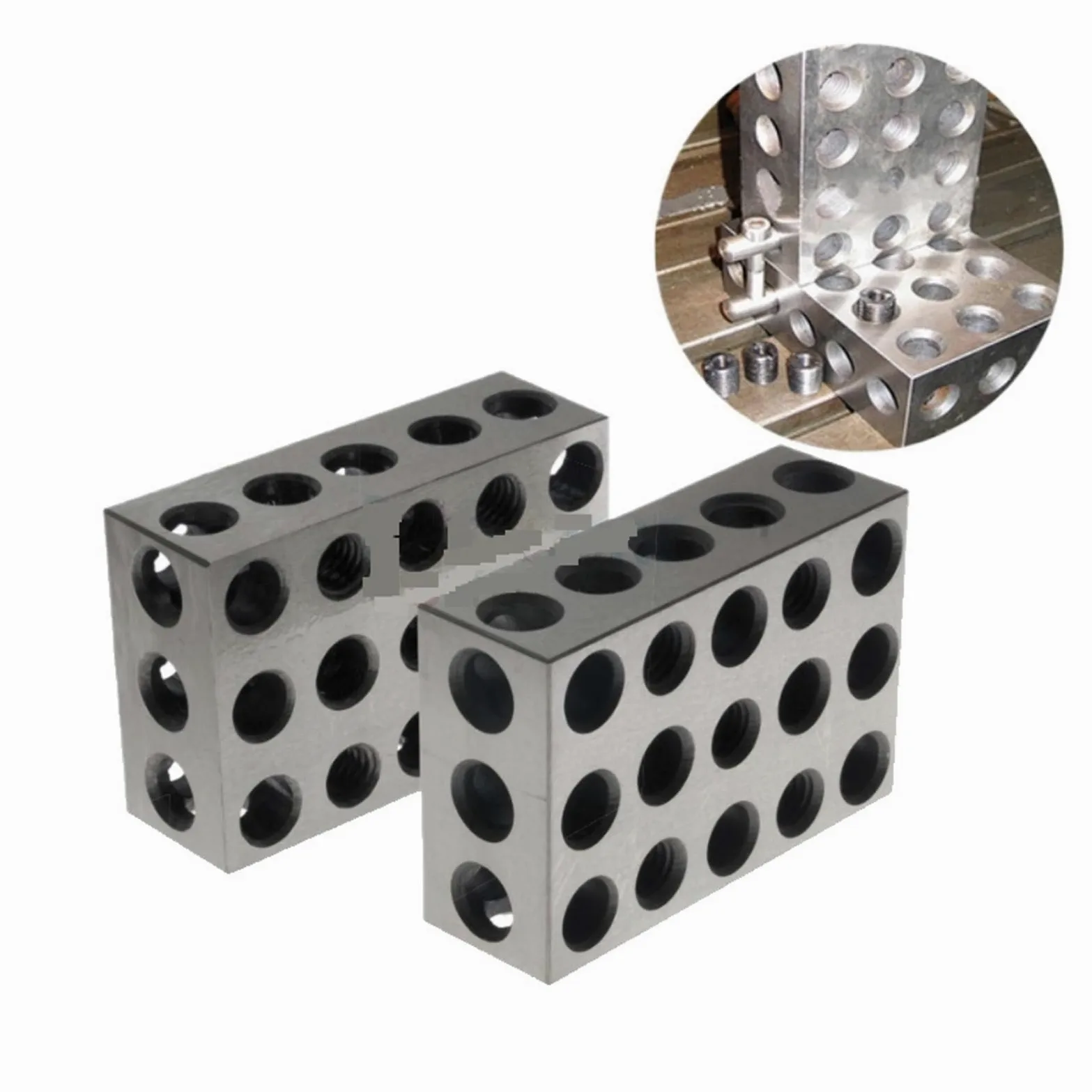Bloques patrón paralelos Bloques de precisión de 23 agujeros de 25-50-75 mm, 1 par (2 piezas), juego de bloques de sujeción paralelos(1-2-3 inch)