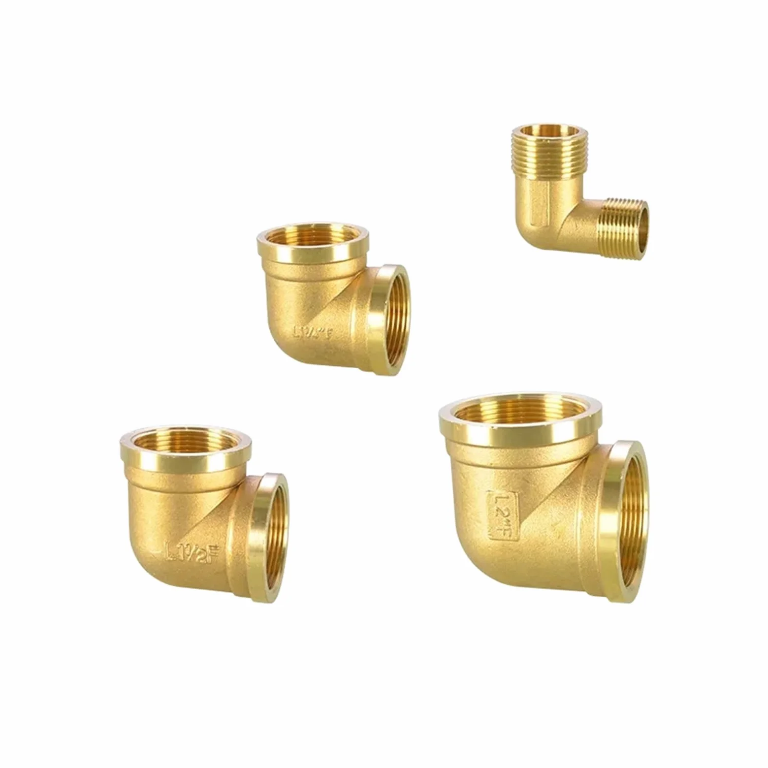 1 pieza de 3/4", 1", 1,2", 1,5" y 2" rosca hembra x macho de 90 grados, conector de codo de latón, adaptador de tubería de cobre(1-5)