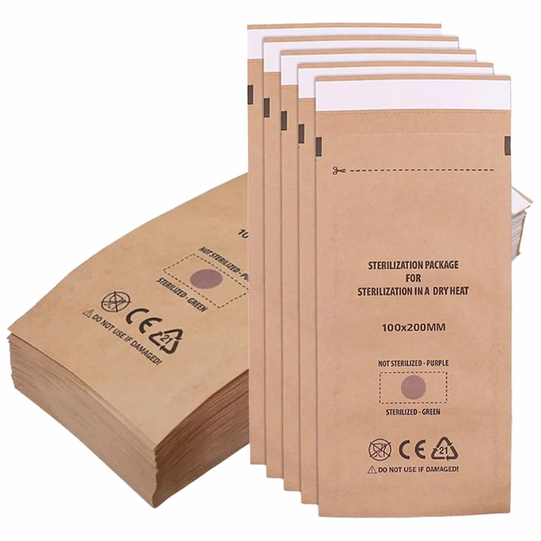 Bolsas de Esterilización Desechables 100x200 mm para Esterilizador de Uñas y Herramientas de Manicura