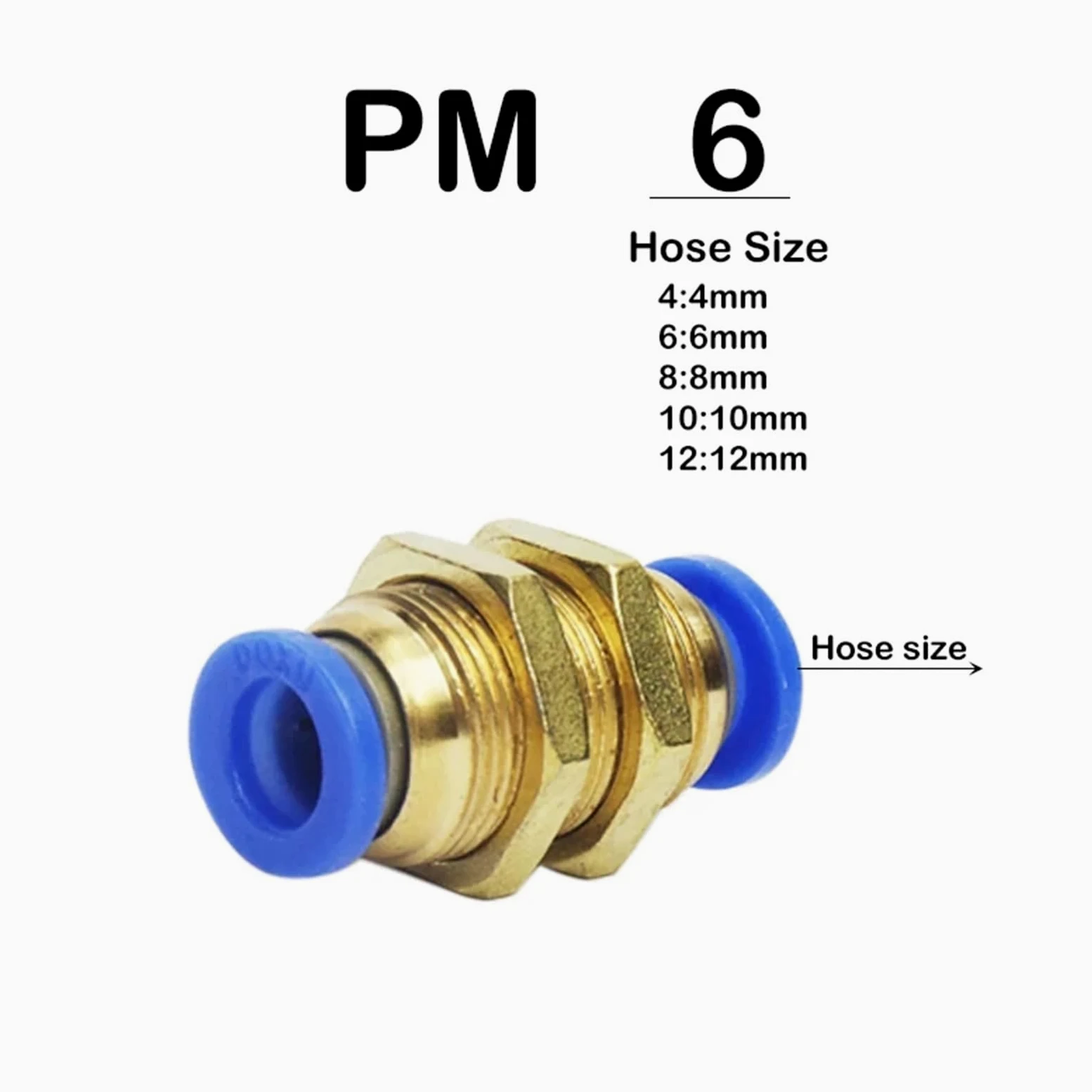 Conectores de tubo de manguera de aire, Conector rápido de Accesorios Neumáticos de plástico PU PY 4, 6, 8, 10 y 12mm, 10 Uds.(PM (10PCS A LOT))