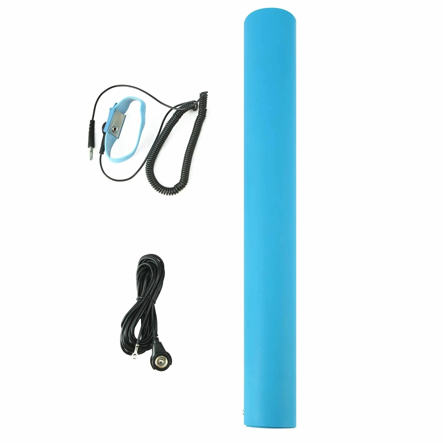 MWRF Source ESD Mat Kit con correa para la muñeca y cable de conexión a tierra (0.06 pulgadas) (2 pies x 4 pies, azul)