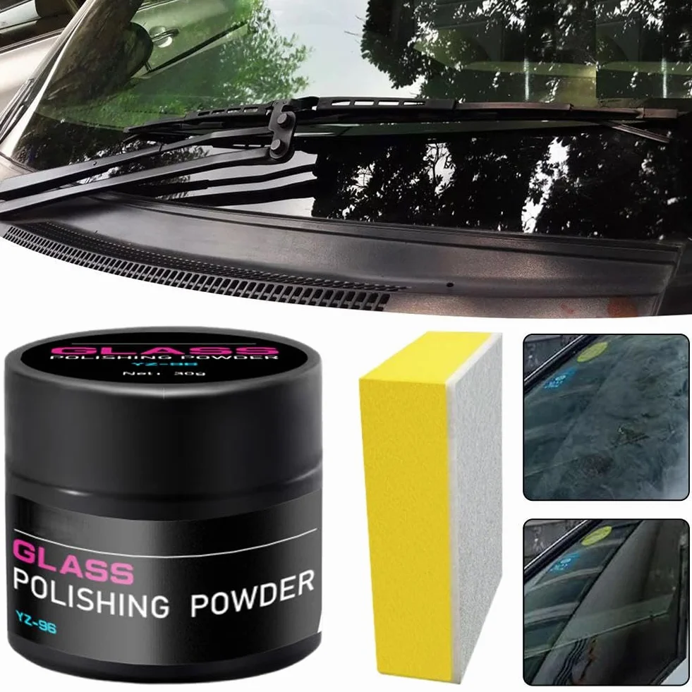Kit de polvo de óxido de cerio para pulido de vidrio, 30 g, para pulido de vidrios, reparación, limpieza de arañazos, para parabrisas de automóvil