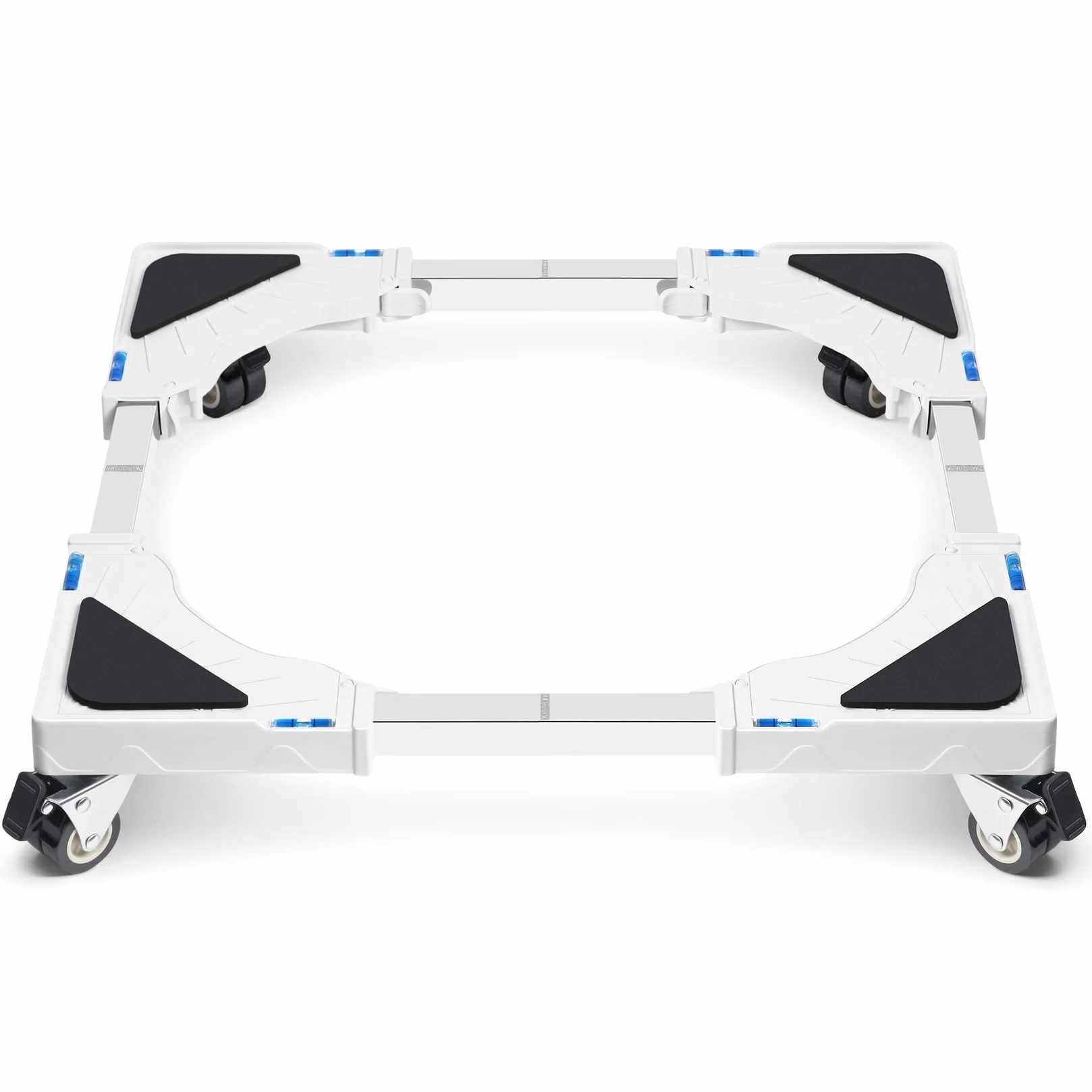 Soporte Lavadora Secadora Carga 200KG, Ancho Regulable 40-60cm, Base con Ruedas Freno, Antivibración, Blanco