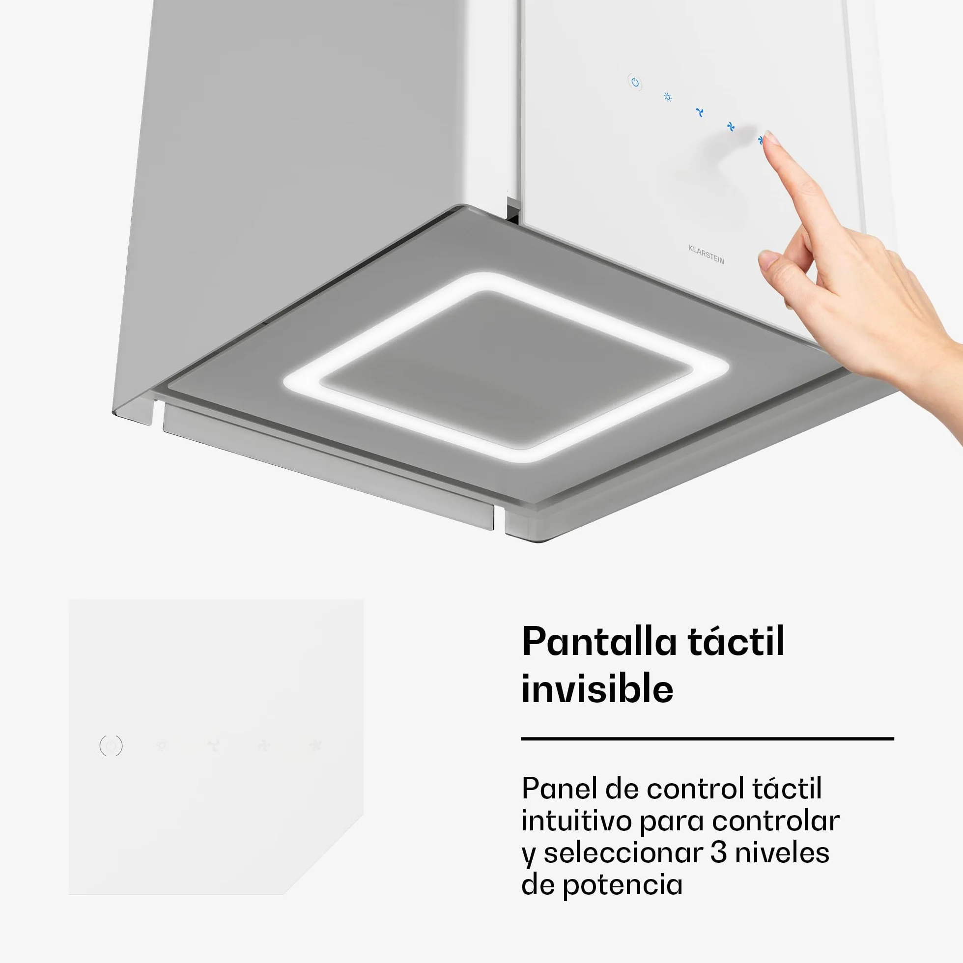 Klarstein Velaire Campana Extractora de Techo 601 m³/h 40 cm Elevable A++ Blanco