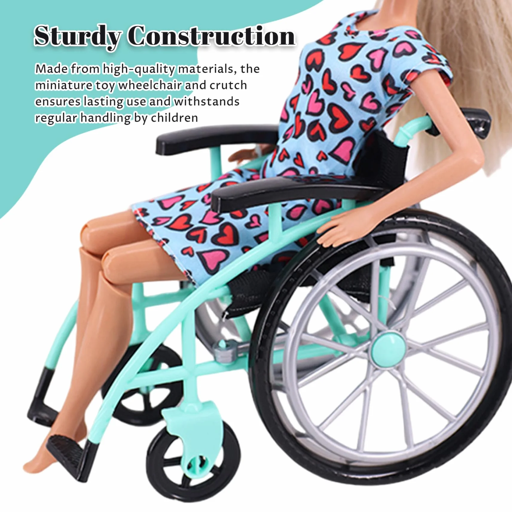 Juego de Muletas para Silla de Ruedas, Juguete Realista en Miniatura, Accesorios para Casa de Muñecas