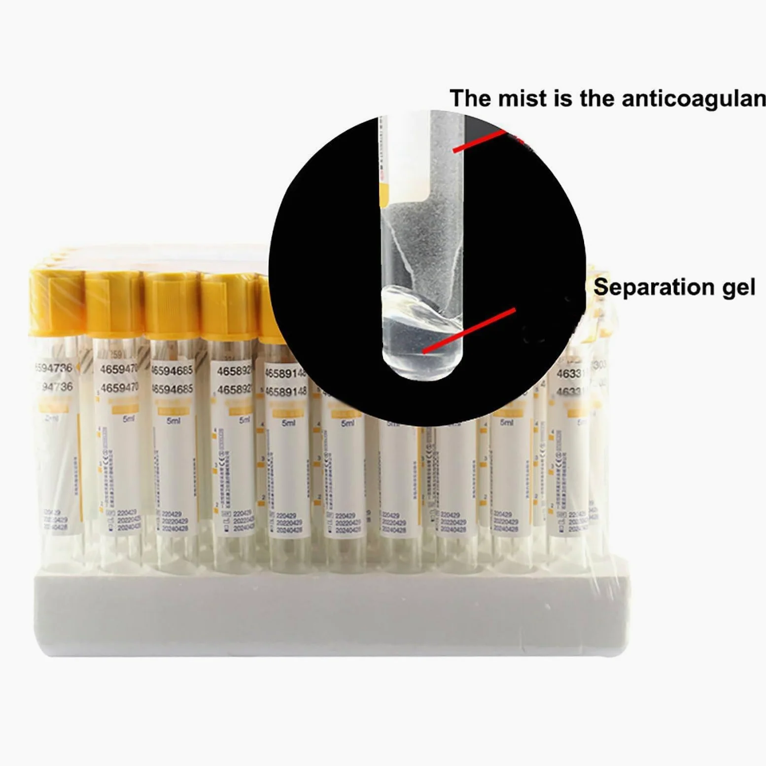 Tubos de recogida de sangre, 100 piezas de plástico PET al vacío con gel y activador de coágulos para separación de suero y preparación de PRP