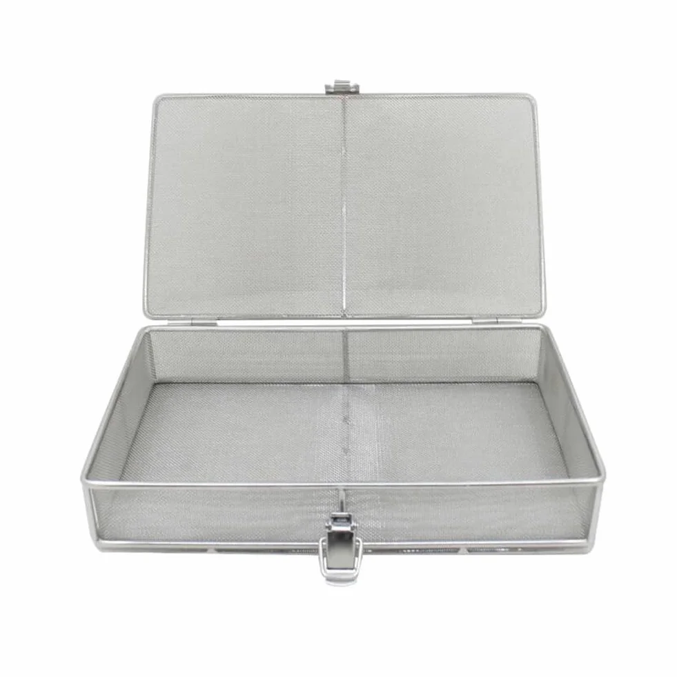 Canastas de esterilización para bandeja de instrumentos con tapa, acero inoxidable, herramienta de alta temperatura y presión, 23 x 12 x 5 cm, diseño poroso para un uso quirúrgico seguro