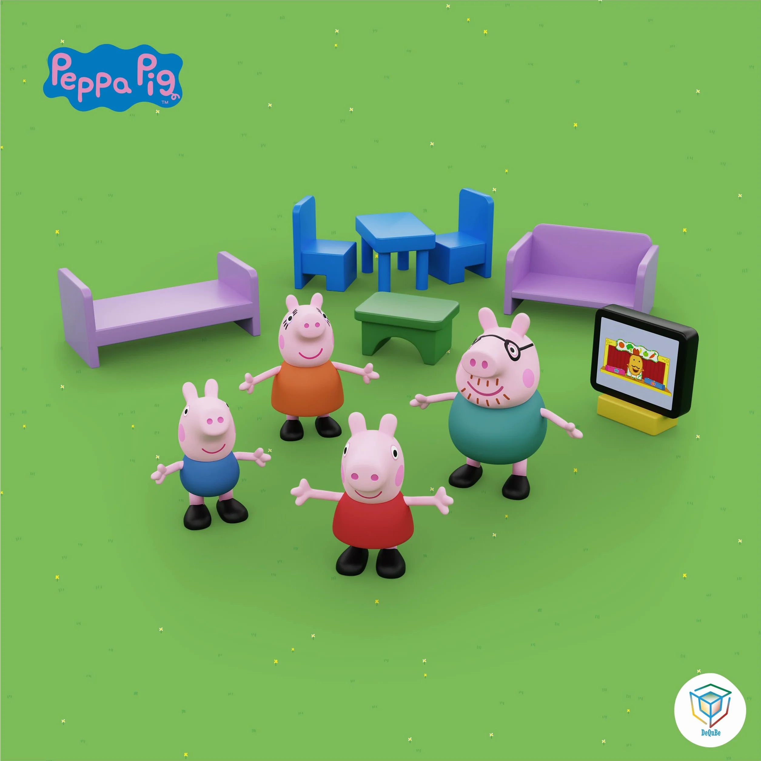 Peppa Pig Casita de Madera 2 Pisos con Buhardilla y Jardín 39x34,5x18 cm 7 Accesorios 4 Personajes