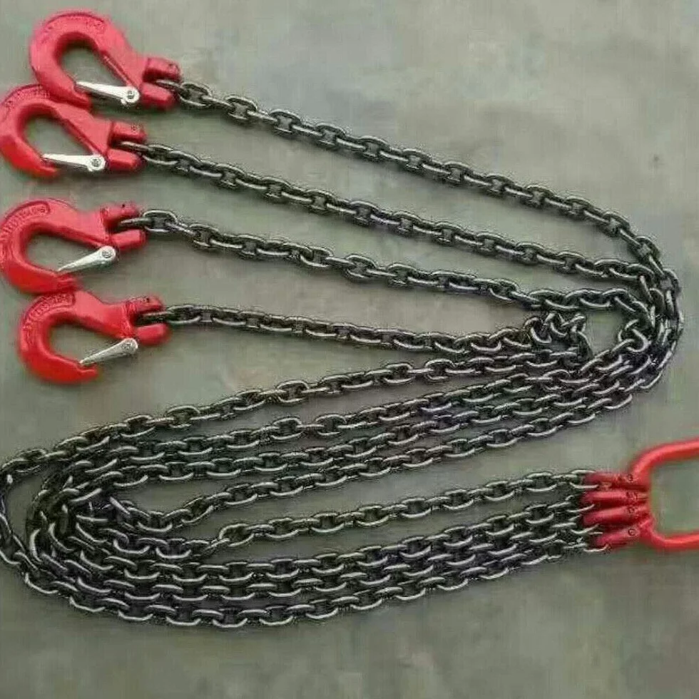 Cadena colgante de 1,5 m, 4 hebras, 5 T, gancho de cabeza de horquilla, colgador de grúa