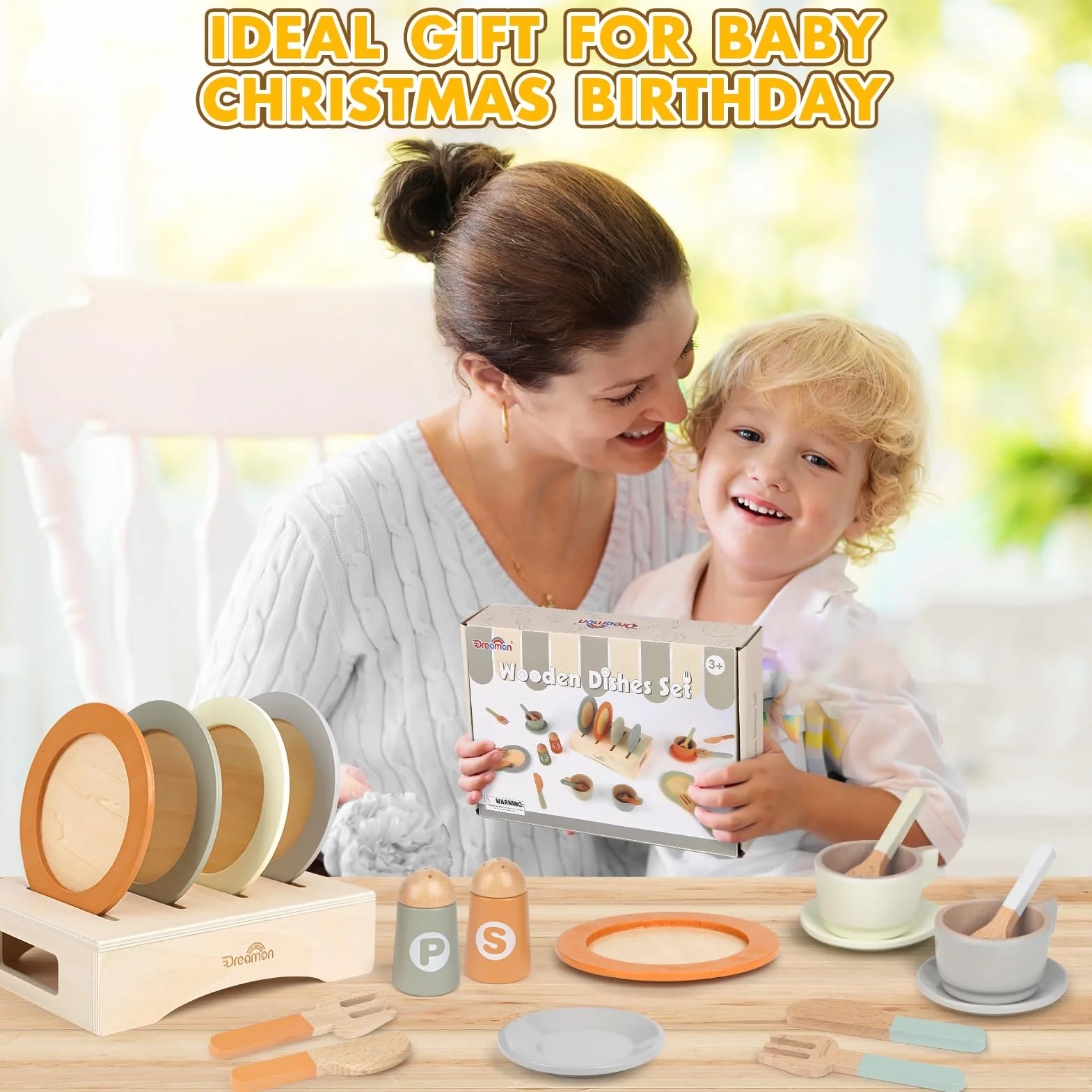 Dreamon Cocinita de Madera Infantil Juguetes de Cocina para Niños 27 Piezas Verde