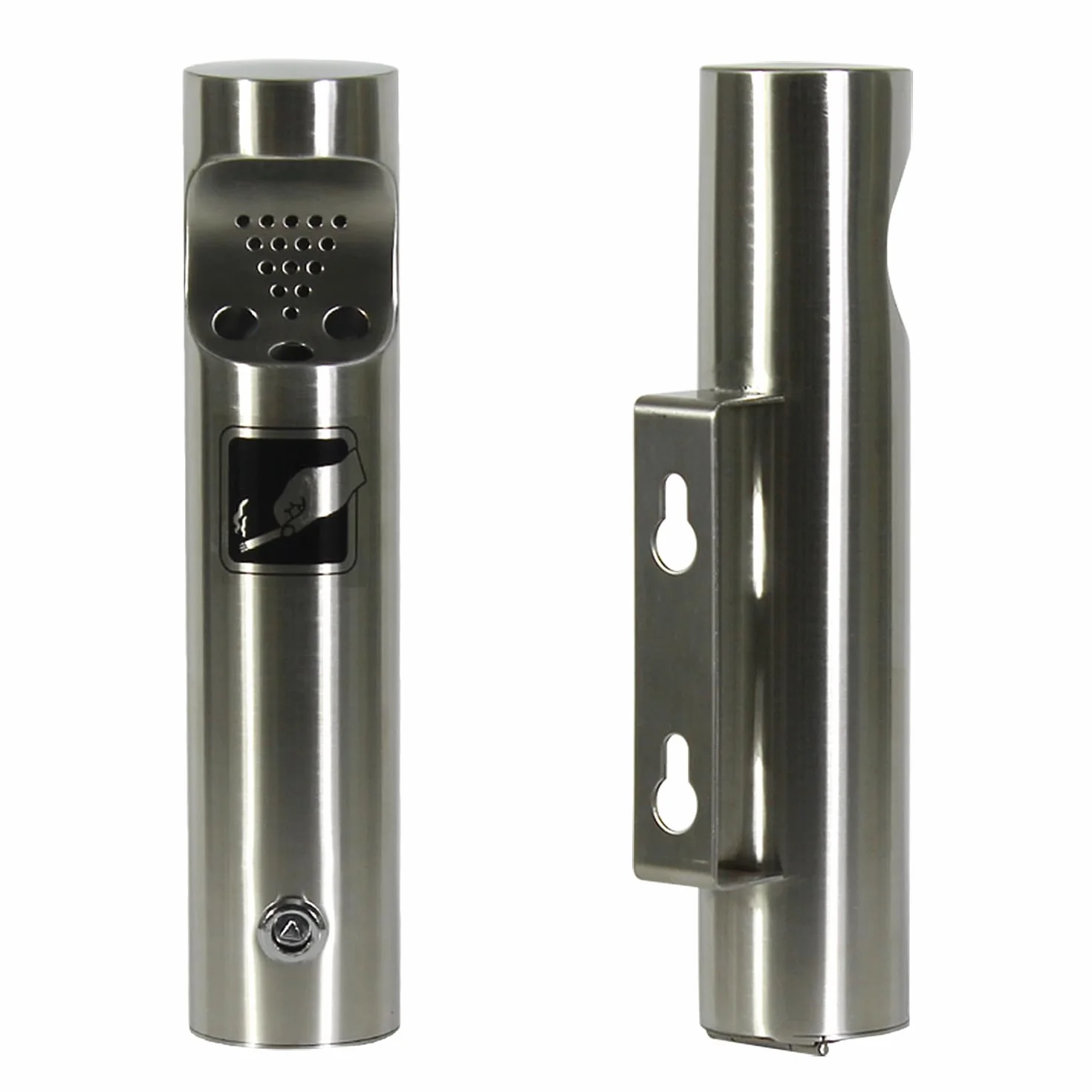 Cenicero de pared con cerradura,Columna de cenicero de pared de acero inoxidable 304,Cenicero exterior de acero inoxidable con tornillo y llave,para centros comerciales, pasillos de