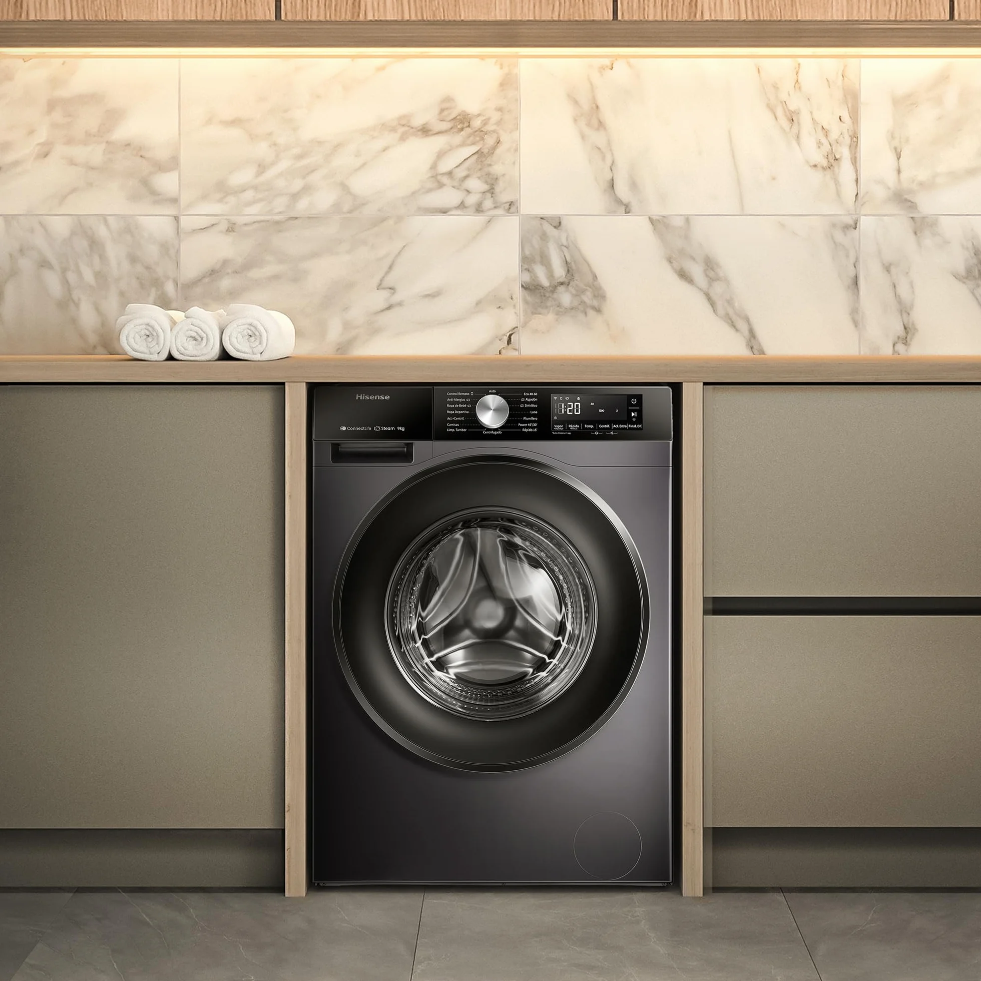 Hisense WF3S9043BB3 Lavadora 9 Kg 1400 RPM Clase A-30%/D 60 cm Negro