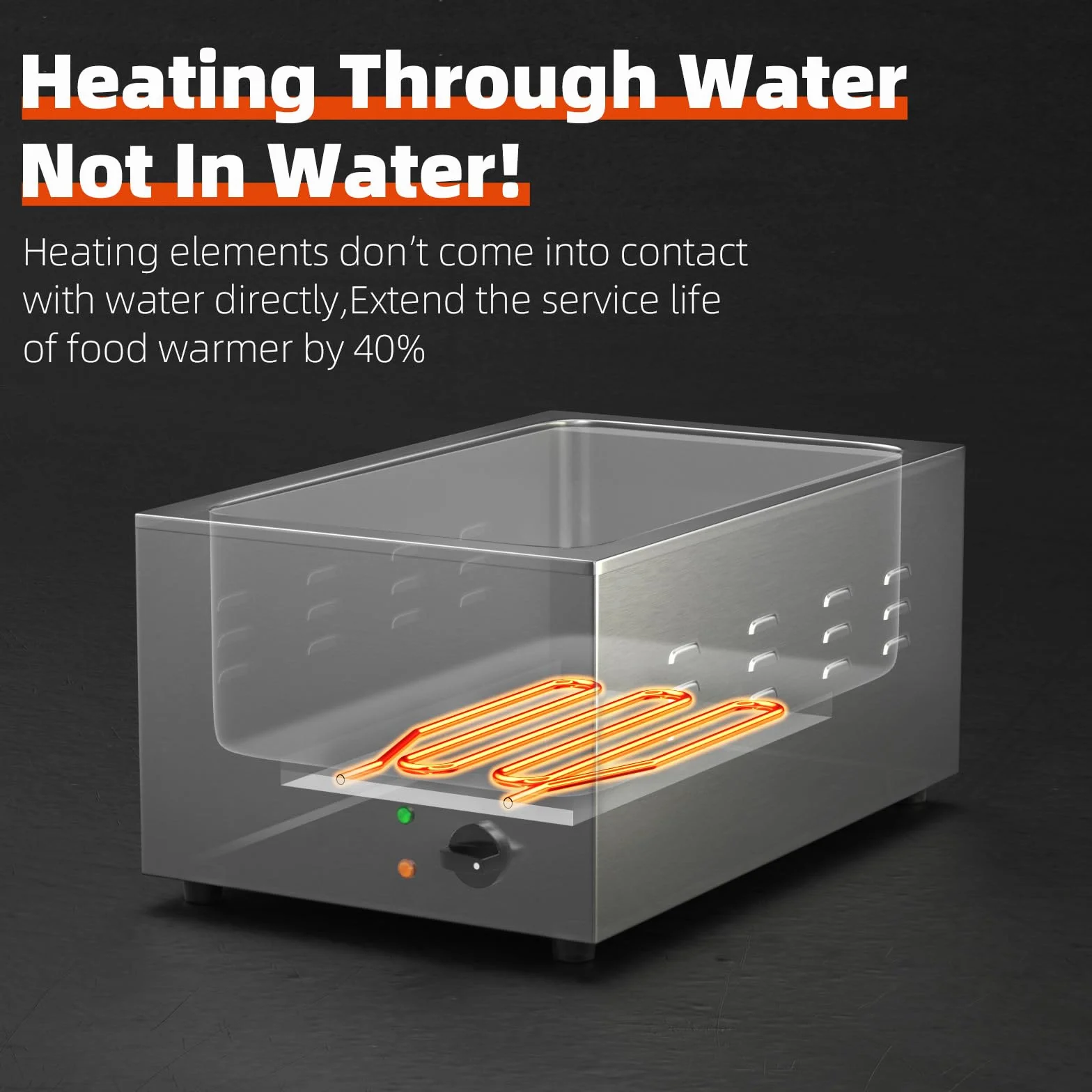CROSSON Bain Marie Gastronorm 1/1, Calentador de Alimentos Profesional, Temperatura Ajustable 35-85°C