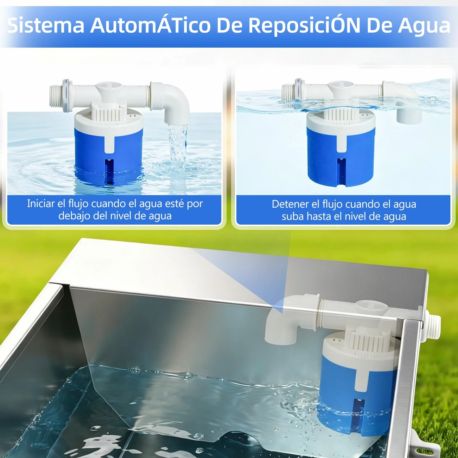 Bebedero Automático 50L Acero Inoxidable, Bebedero Exterior Gran Capacidad con Válvula de Flotador, Dispensador de Agua para Caballos, Vacas, Cerdos, Cabras y Perros Grandes
