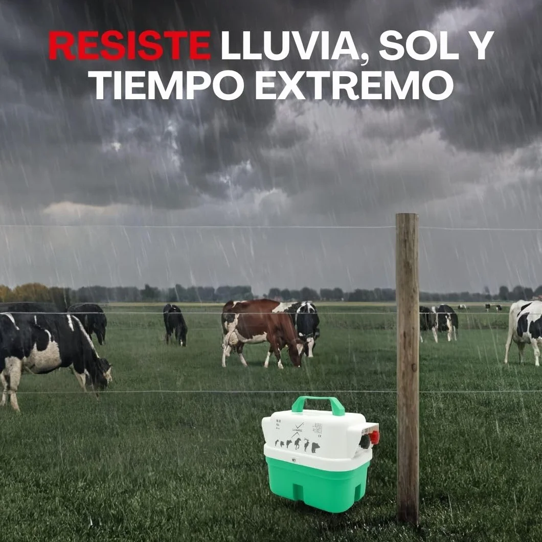 Pastor Eléctrico Llampec Mod.03 a Pila 9V – 0,37 J, 9.000 V y 6 km de alcance – Cerca eléctrica portátil para perros, gatos, caballos y vacuno – Autonomía 90 días – Fabricado en España