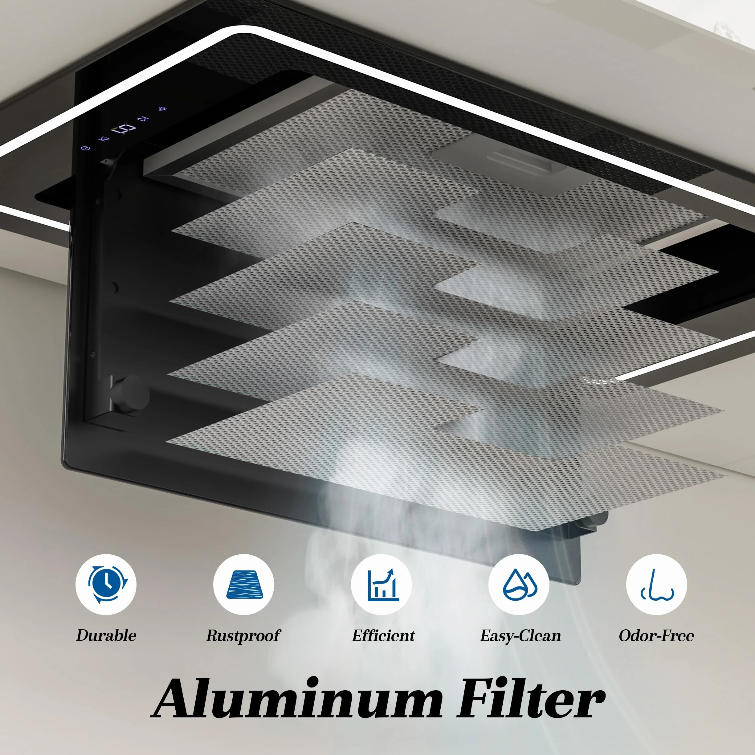 FIREGAS Campana Extractora Empotrada 52 cm 450 m³/h Clase A+ 9 Velocidades Control Táctil Tira LED Filtro Carbón Activo