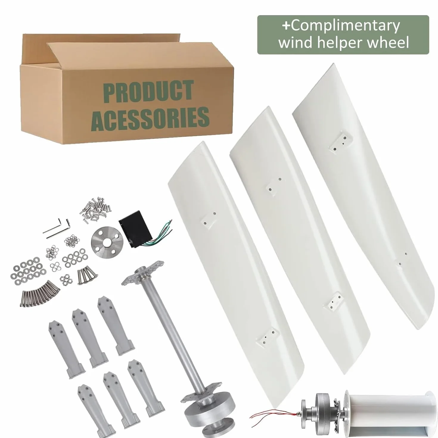 Aerogeneradores Vertical 12V 24V 48V 220V con Controlador de Carga a Prueba Agua 3 aspas para Uso doméstico 16000W 20000W Sin Ruido Aerogenerador Vertical levitación magnética(20000W,24V)