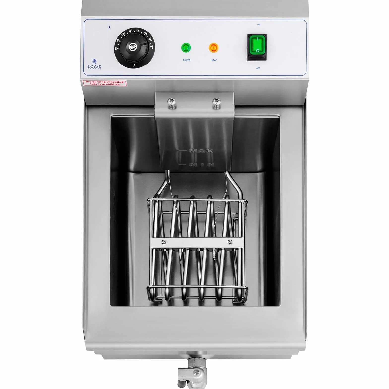 Royal Catering Freidora Eléctrica Para Hostelería 16 Litros 230 V RCEF 16EB (3.500 Watt, Grifo De Vaciado, Temperatura: 50-200 °C)