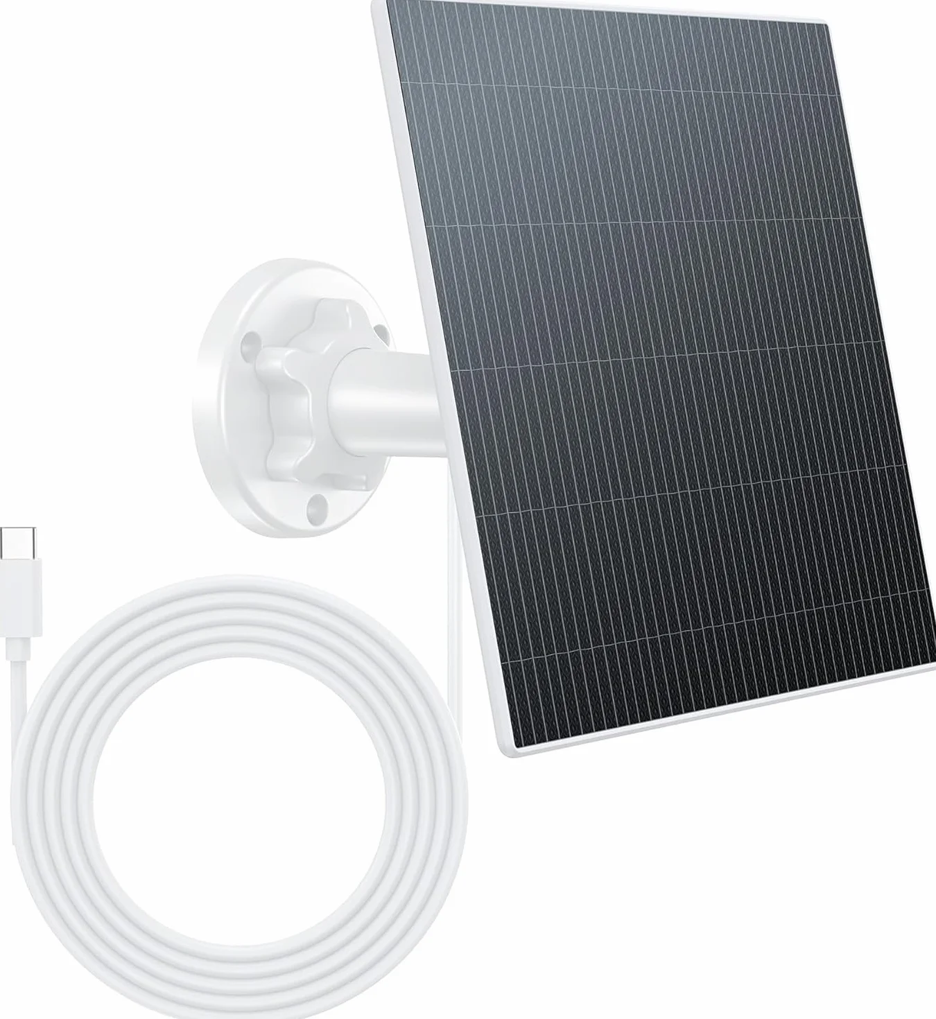 Panel Solar 6W para Cámara de Vigilancia Exterior, USB C y DC 3.5mm, Compatible con Eufy, Reolink, Ring, Arlo