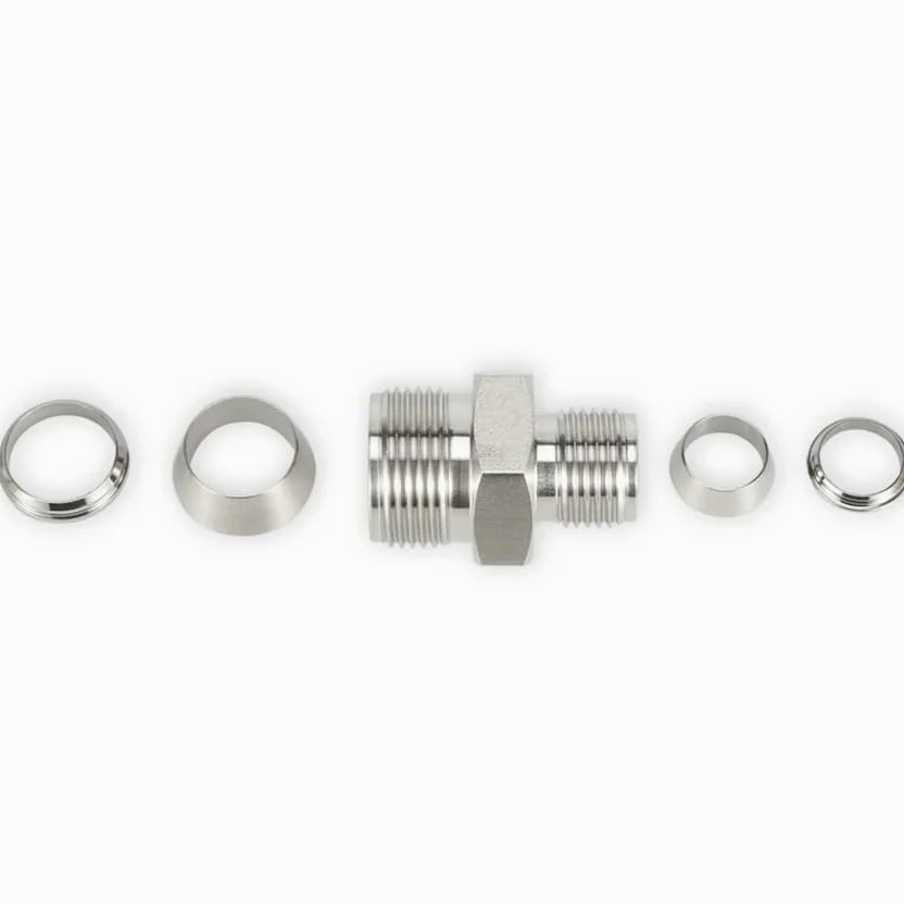 Compresión Acoplamiento recto, junta de compresión chapada de latón, acero inoxidable 316 Reducción de la doble férula Fije de compresión 30MPA 1/8 "1/4" 3/8 "1/2" 6 8 10 12 mm 1pc(14 mm x 12 mm)