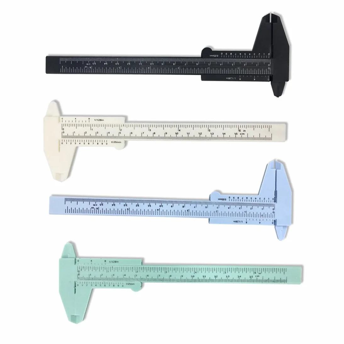 Calibre Vernier de Plástico 150mm 4 Piezas Medir Interior Exterior Profundidad