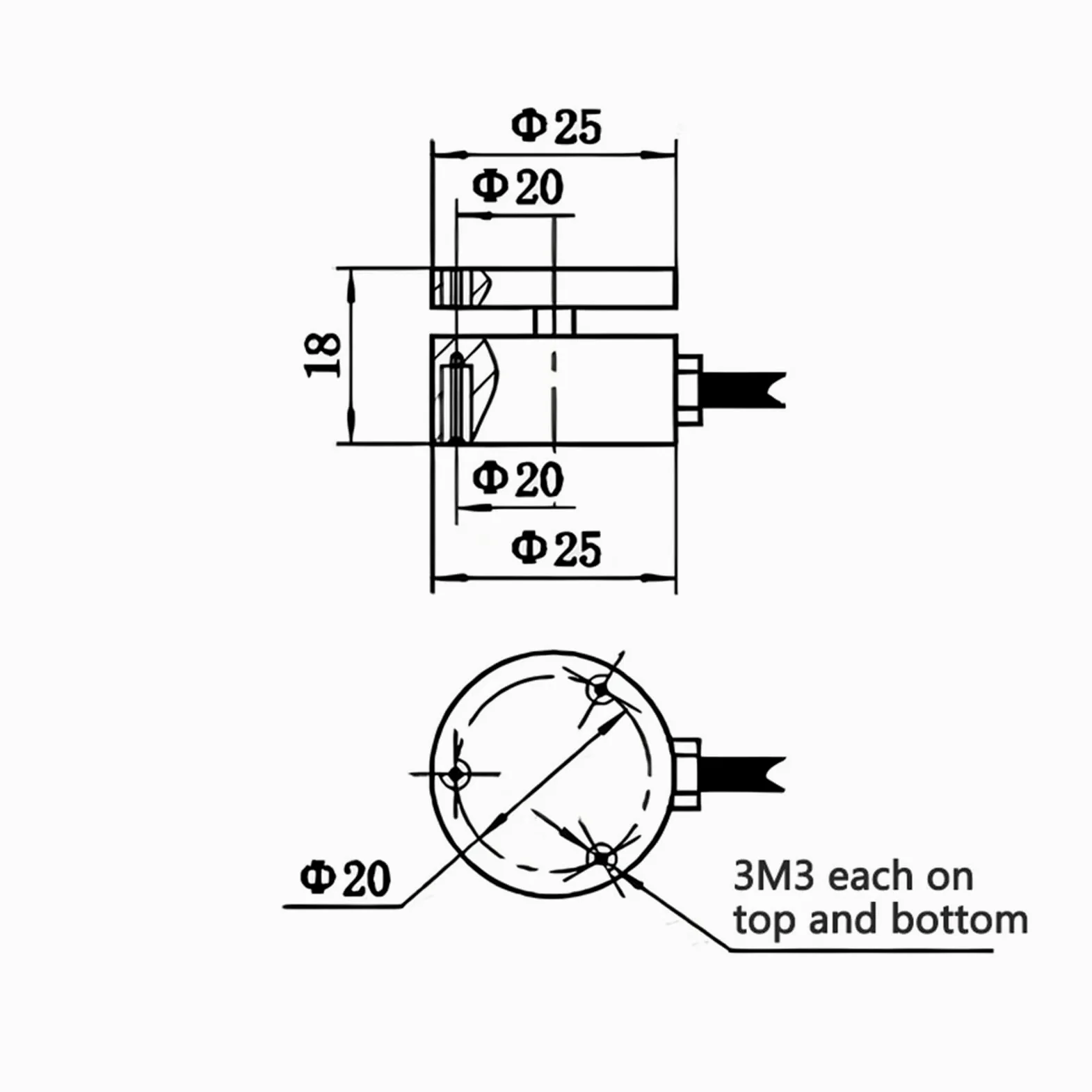 Mini transductor de fuerza de tensión y compresión, célula de carga en línea de 25mm, 20KG-10T IP65, for medición de fuerza de impacto Prueba de esfuerzo de tracción(30KG)