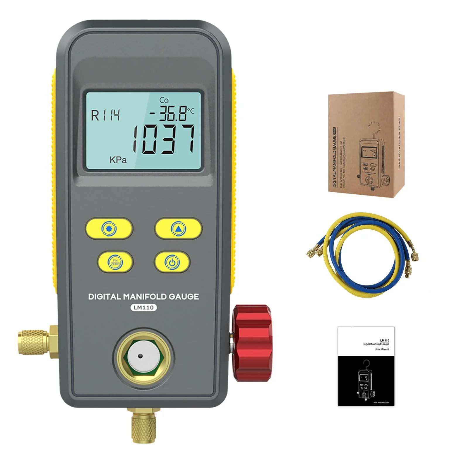 Manómetros de colector Digital, Conjunto de manómetros del Sistema HVAC del colector Digital de refrigeración, probador de Fugas de Temperatura de presión de vacío de Alta precisión