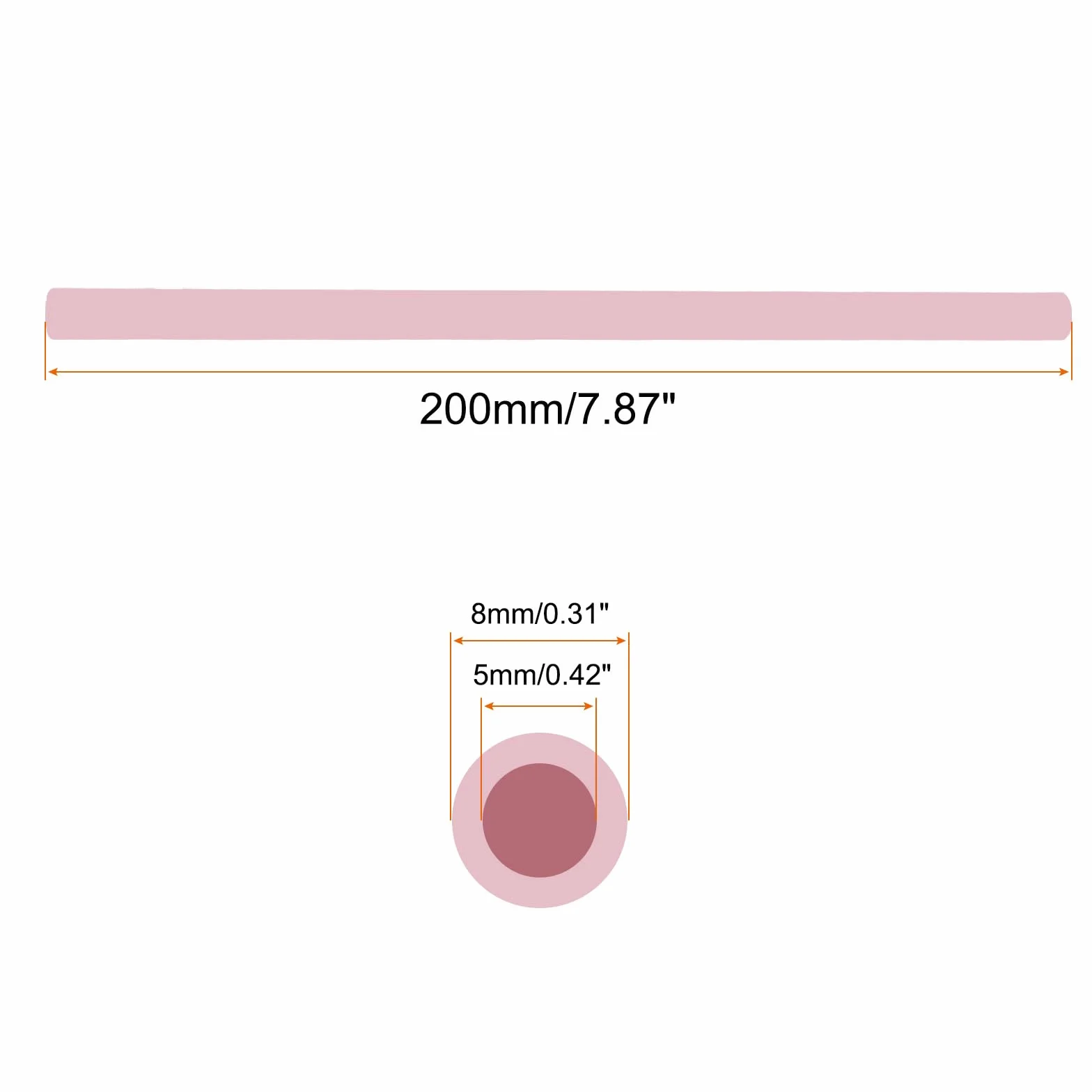 QUARKZMAN Tubo de Protección de Cerámica para Termopar 5x8x200mm Cubierta Rosa