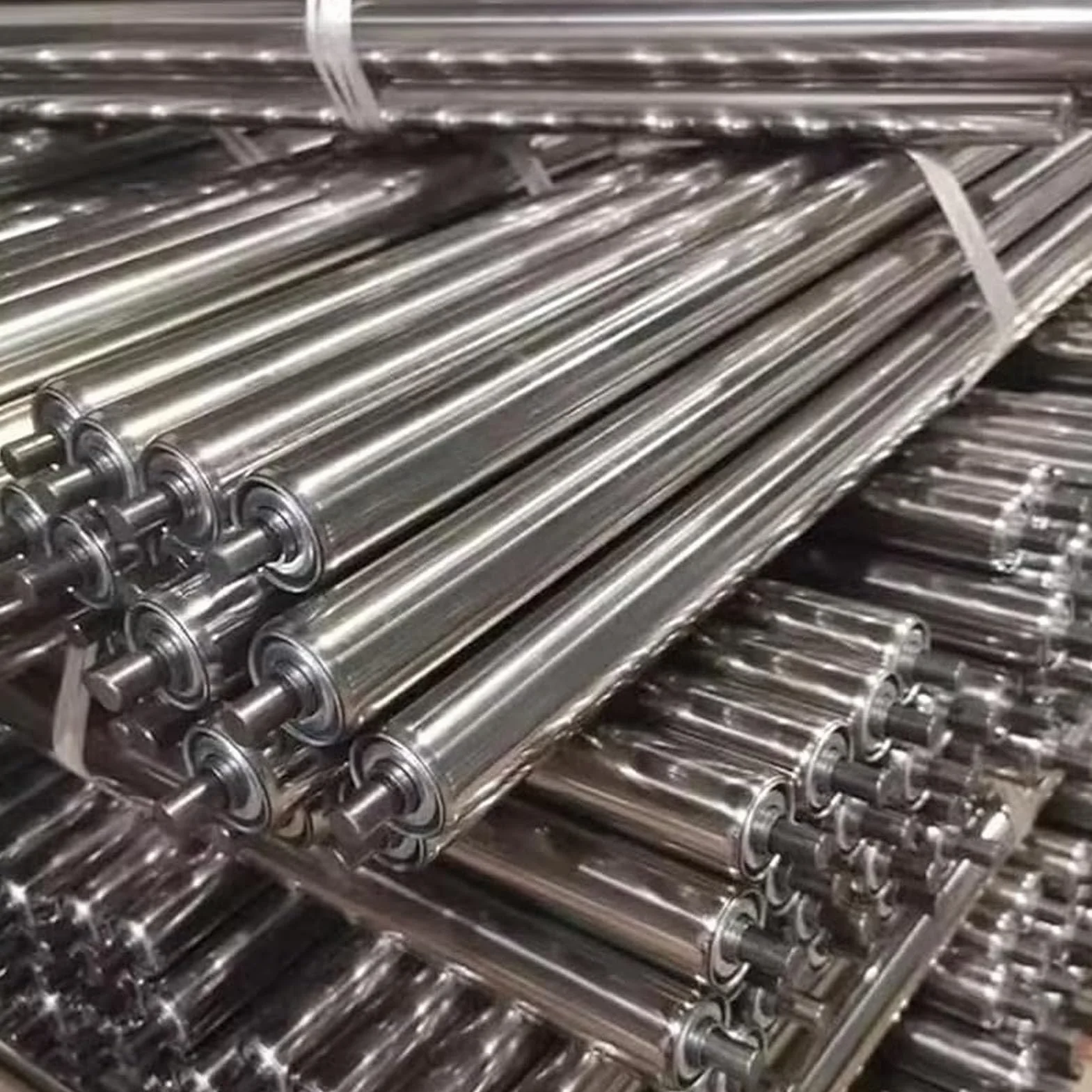 Rodillos transportadores sin alimentación, paquete de 2 rodillos de repuesto de metal para cinta transportadora, rodillos plateados para un manejo y transporte suaves de materiales
