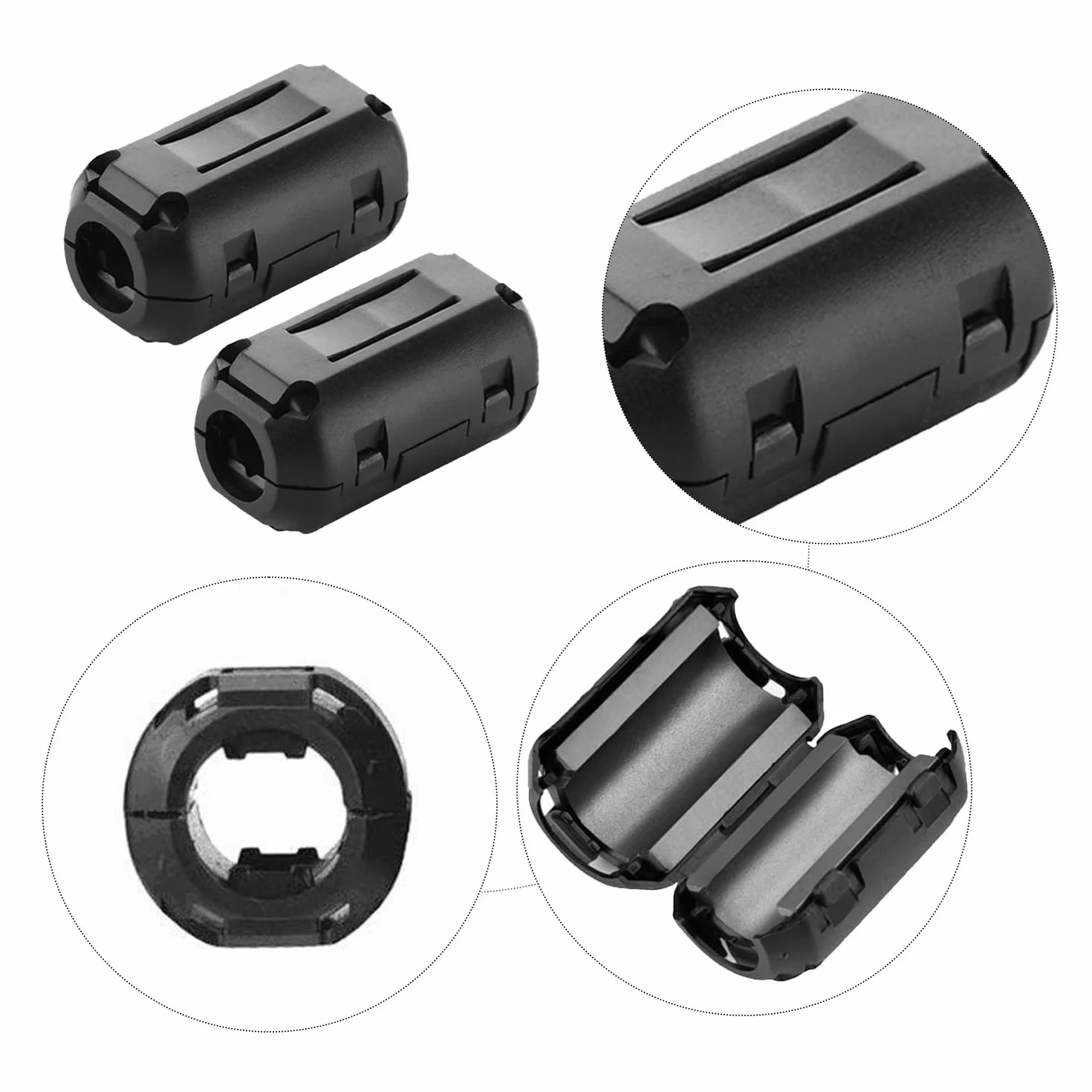 10 anillos magnéticos antiinterferencias extraíbles para filtro de alta frecuencia, núcleos de ferrita (negro)