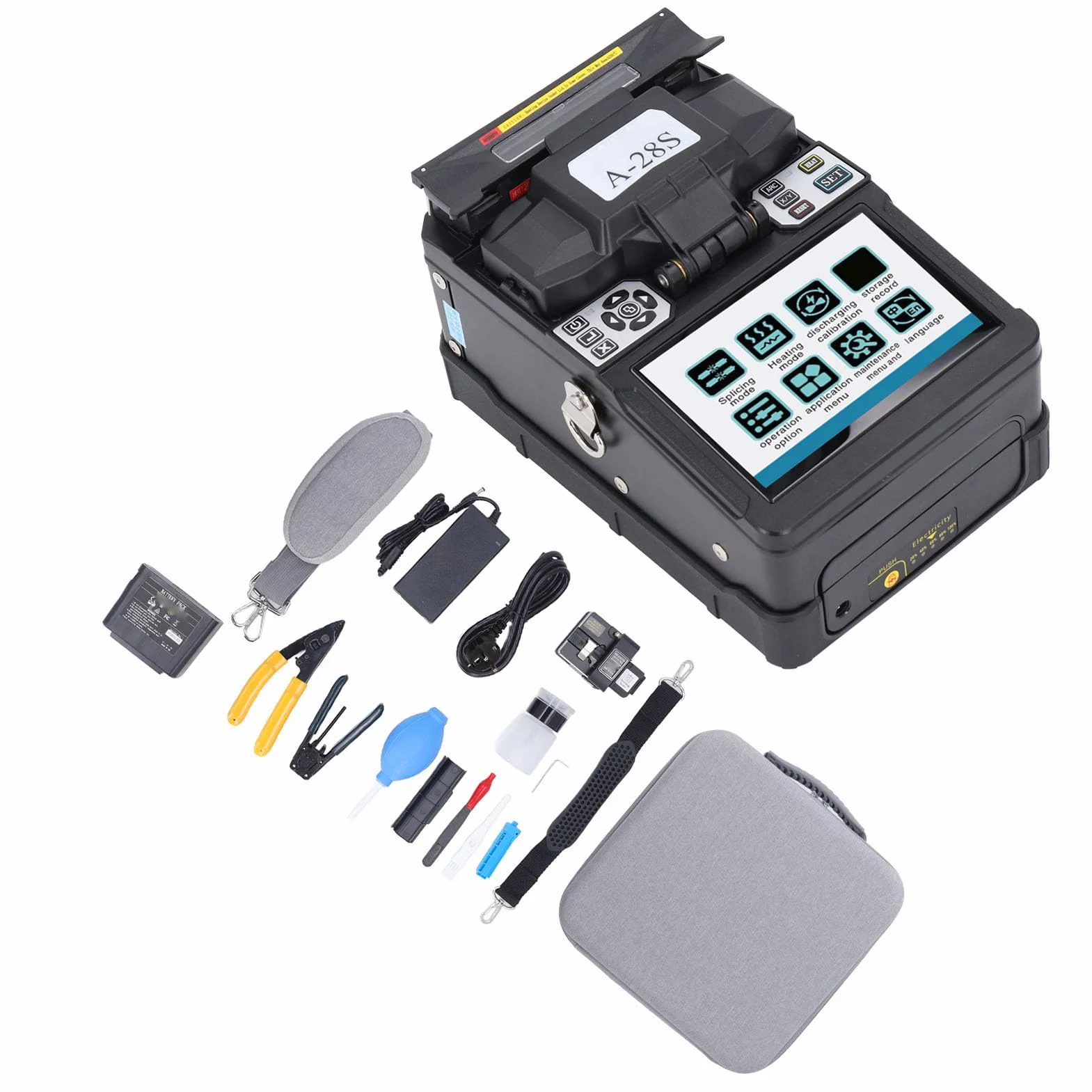 Empalmador de Fibra, Empalmador de Fusión de Fibra óptica Máquina de Empalme de Fibra óptica LCD TFT a Color de 5,0 Pulgadas (Enchufe de la UE)