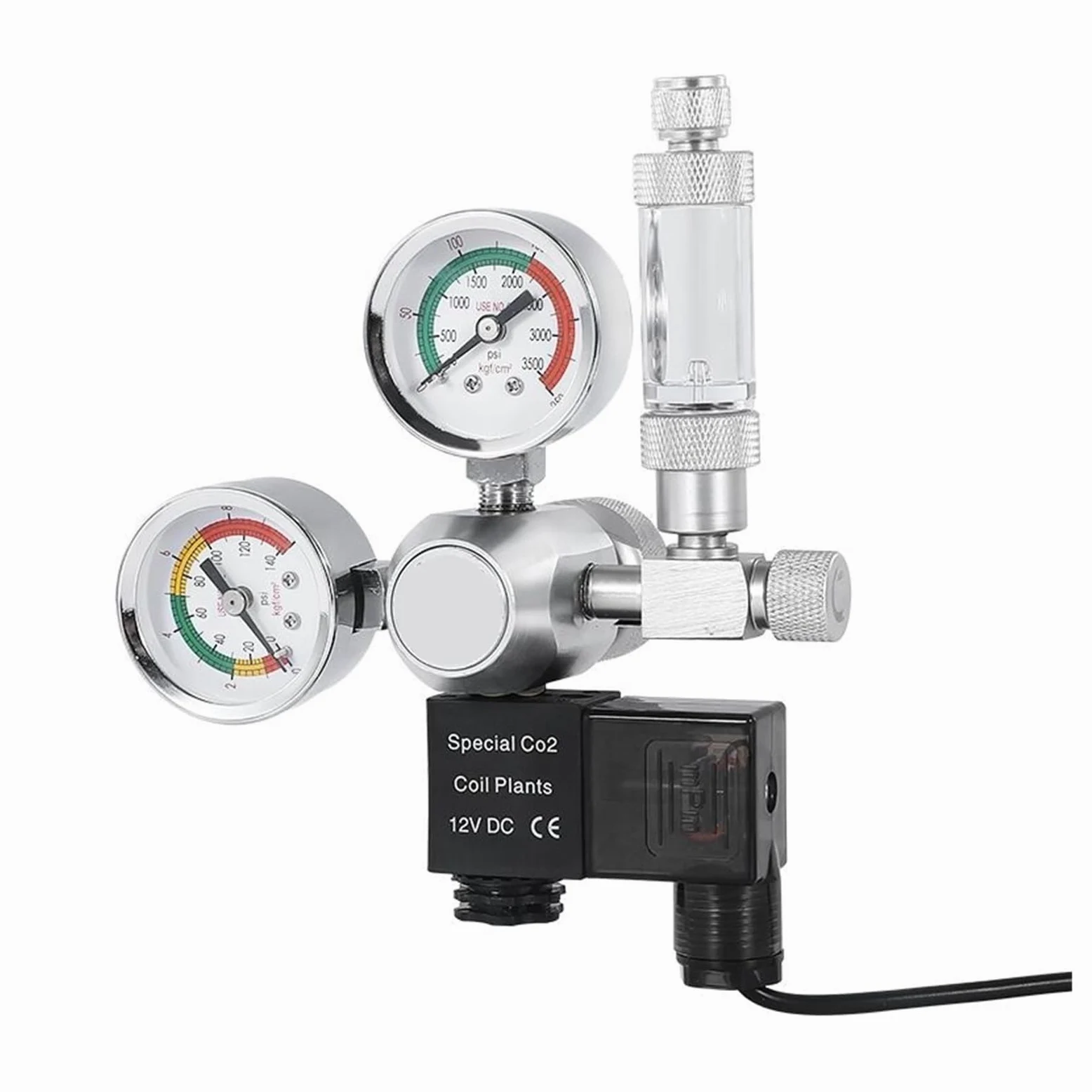Regulador de CO2 for Acuario, regulador de dióxido de Carbono Resistente al Agua con medidores Grandes, solenoide Contador de Burbujas for Cilindro de Interfaz W21.8