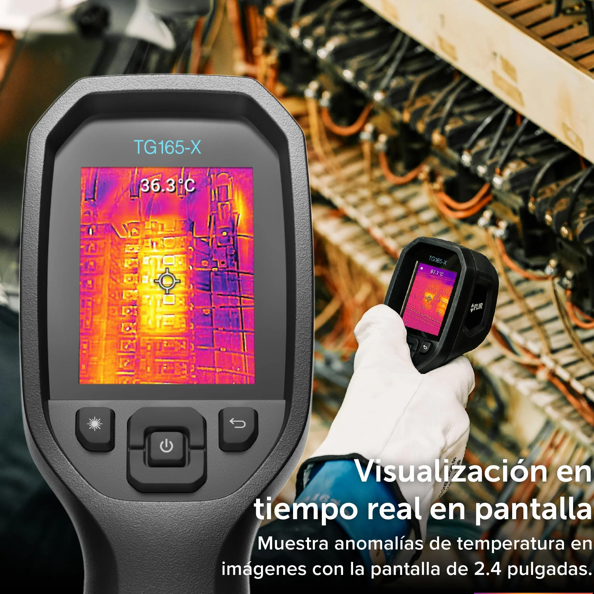 FLIR TG165-X Cámara termográfica con láser Bullseye: cámara infrarroja de calidad comercial para inspección de edificios, HVAC y electricidad.