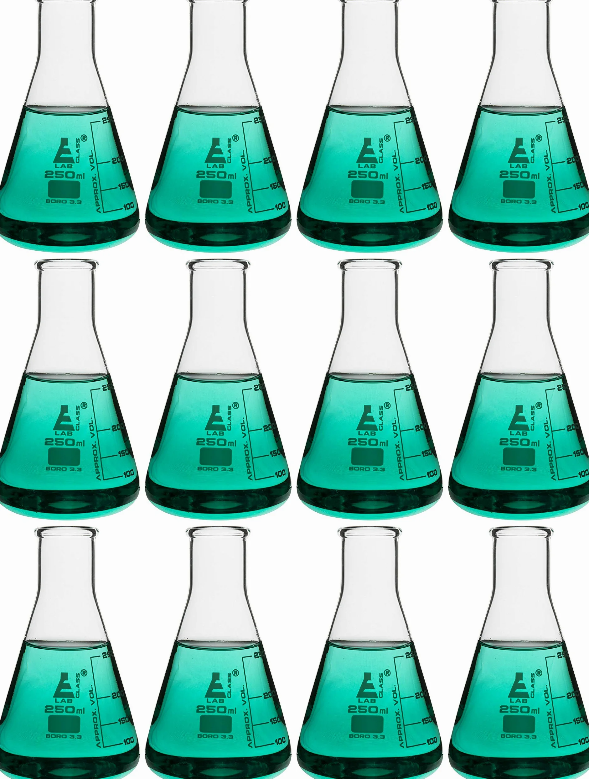 eisco Matraz de Labs Erlenmeyer (cónica), borosilicato, 250 ml, 12 unidades)