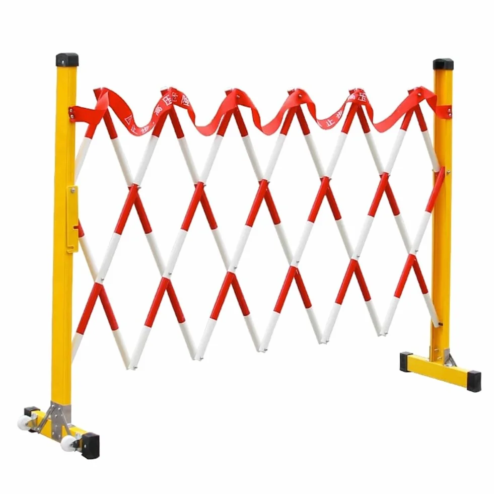 Barricada de metal expandible con ruedas, barrera de seguridad móvil para construcción y control de tráfico