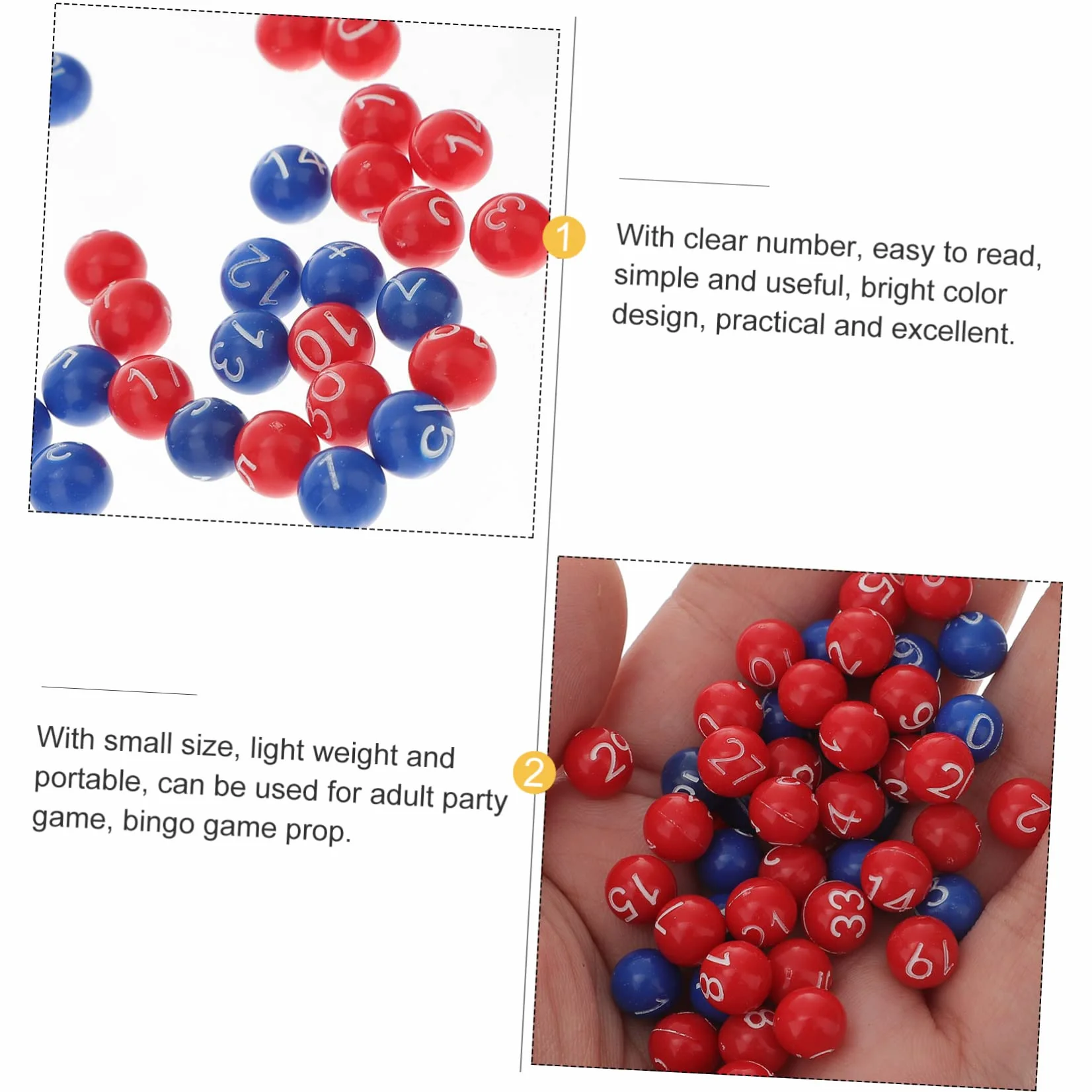 Bolas de Plástico para Bingo Números, Resistentes a Caídas, Ligeras, Juegos de Fiesta