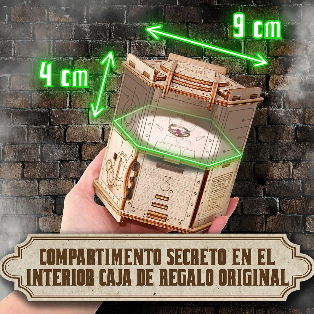 ESC WELT Fort Knox Caja Rompecabezas de Madera con Compartimentos Ocultos