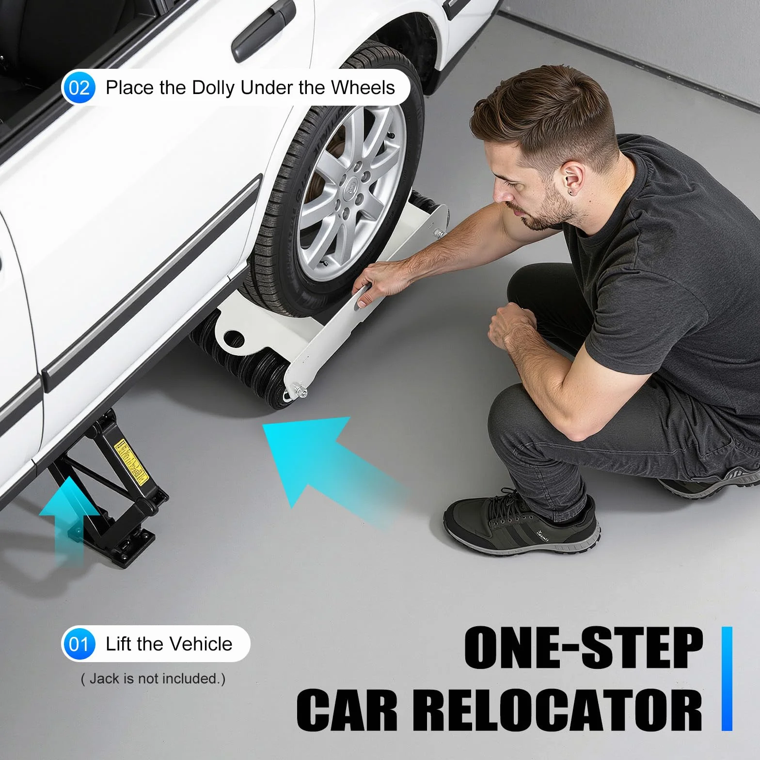 Carretilla de neumáticos portátil con Capacidad de Carga Patines para neumáticos vehículos de 2041 kg, Gato de posicionamiento con Ruedas Patín de Rueda para Coche, Carretilla, Desplazador Universal