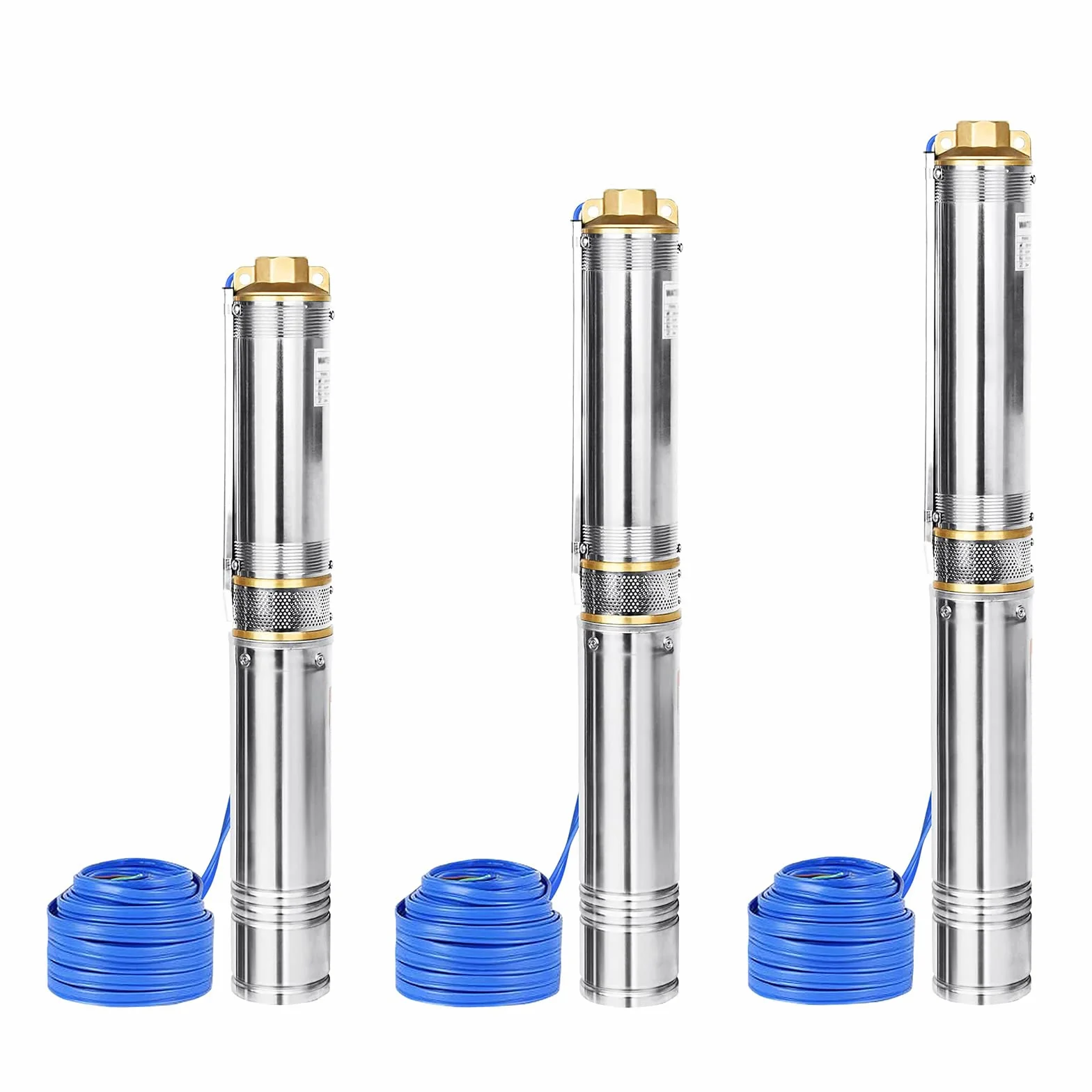 LZQ Bomba de pozo profundo, 0,37 kW/0,5 CV, bomba de pozo con 4000 L/H, altura de extracción de 34 m, bomba tubular resistente a la arena con filtro de suciedad, bomba de agua de acero inoxidable