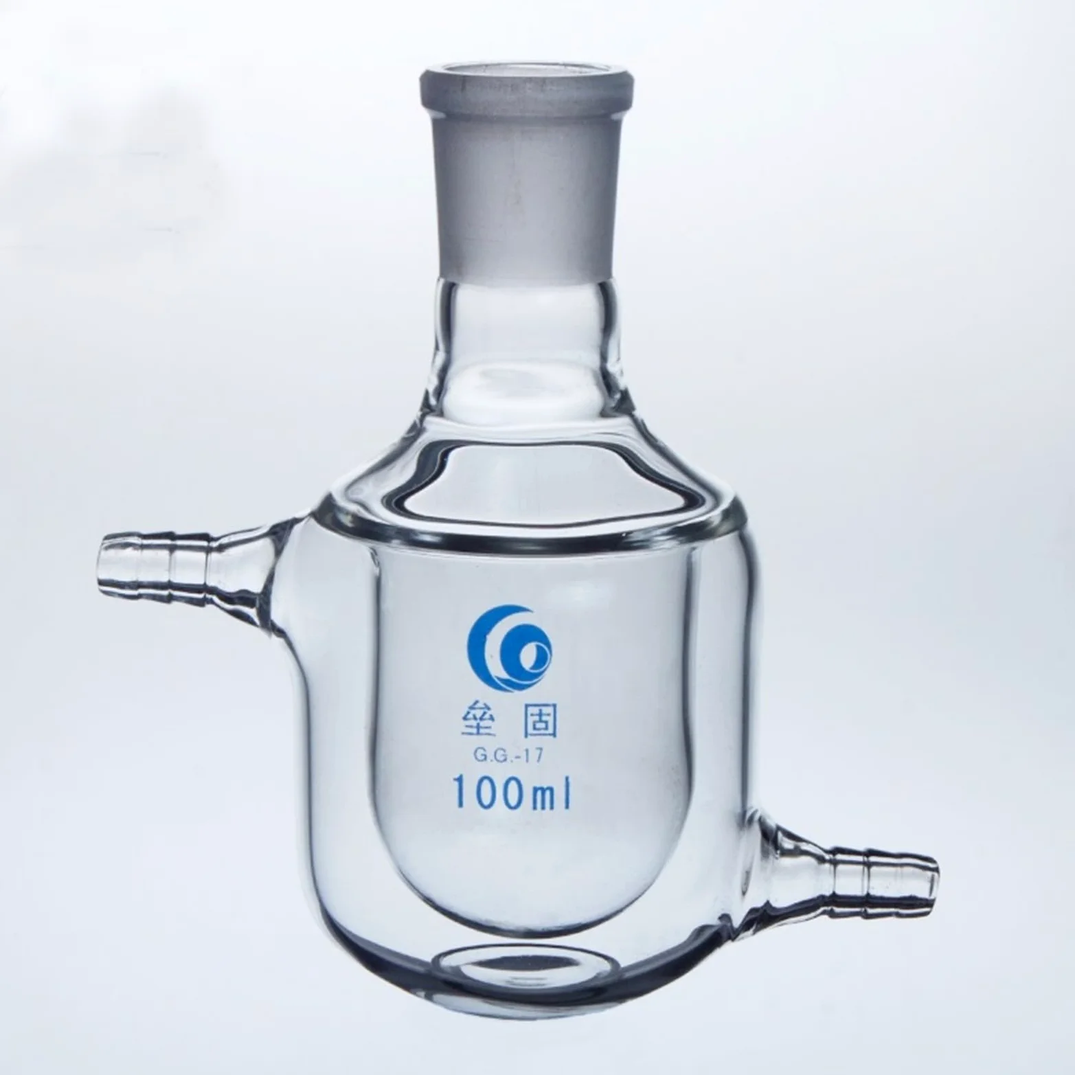 Botella de reacción con camisa de un solo cuello, matraz de vidrio de borosilicato de pared gruesa, laboratorio de reactores de plantas con camisa #24(50ml Caliber 24mm)