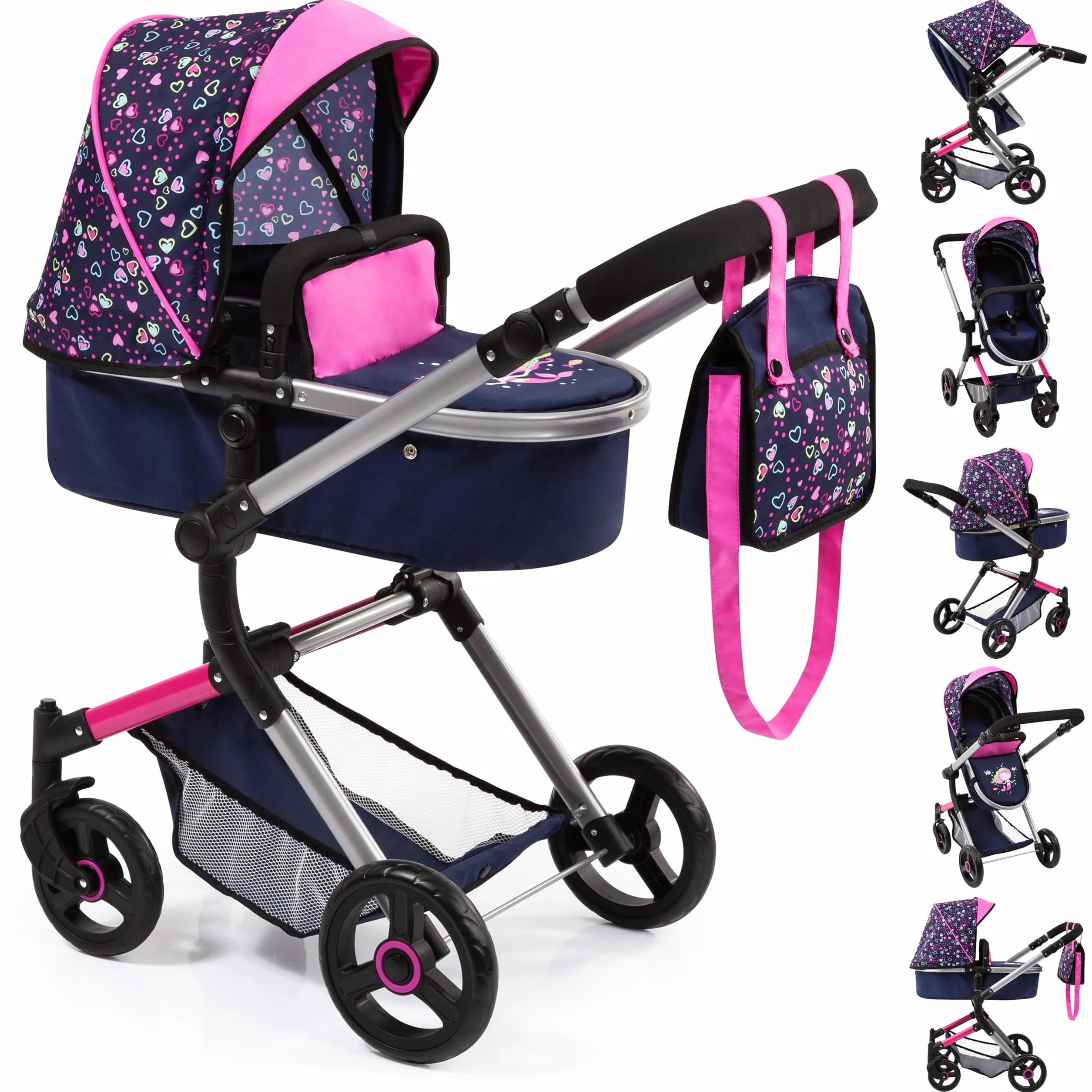 Bayer Design Cochecito de Muñecas Carro Neo Vario Convertible Plegable Azul Comsirena