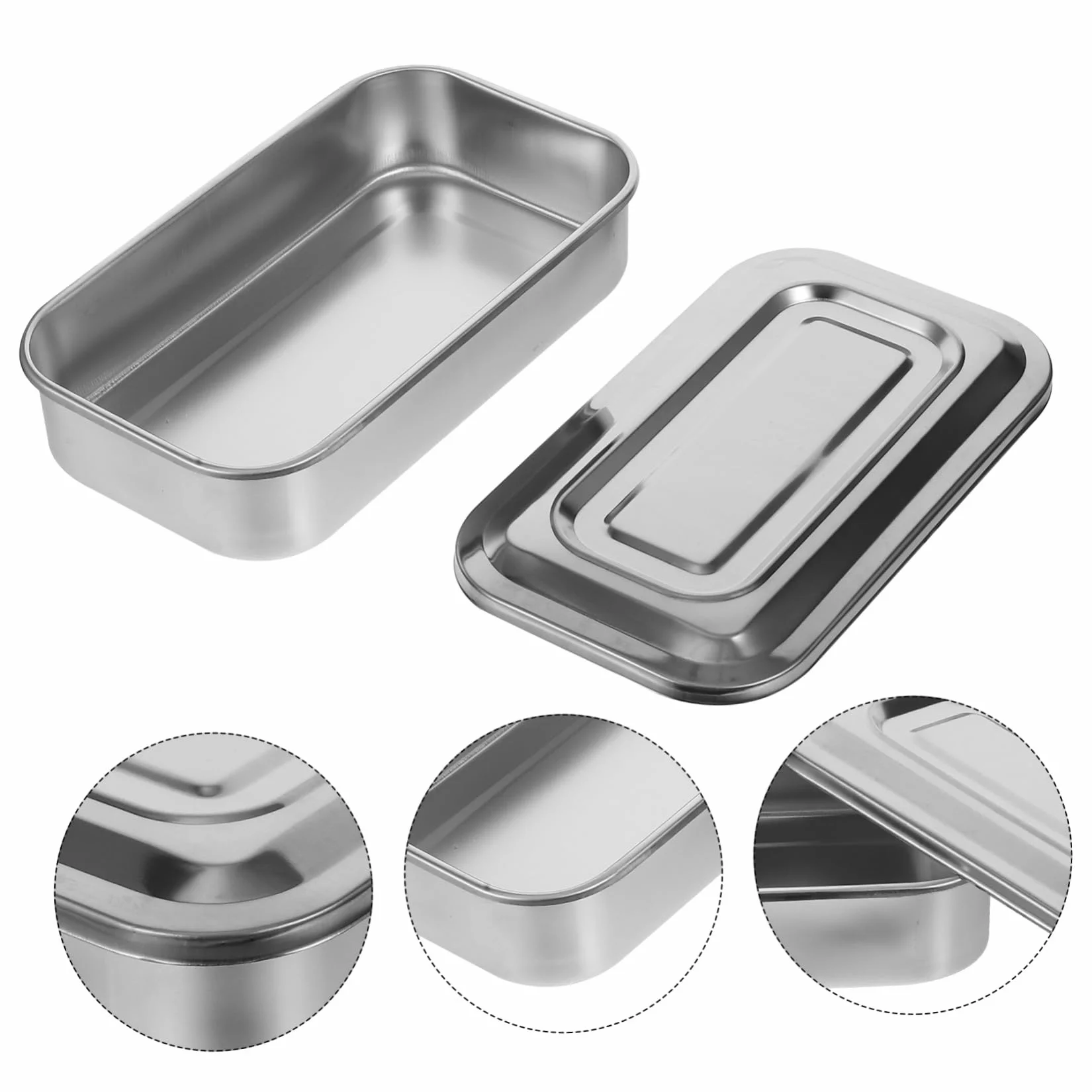Bandeja de Acero Inoxidable para Esterilización Médica con Tapa, Almacenamiento de Instrumentos de Manicura y Uso Clínico
