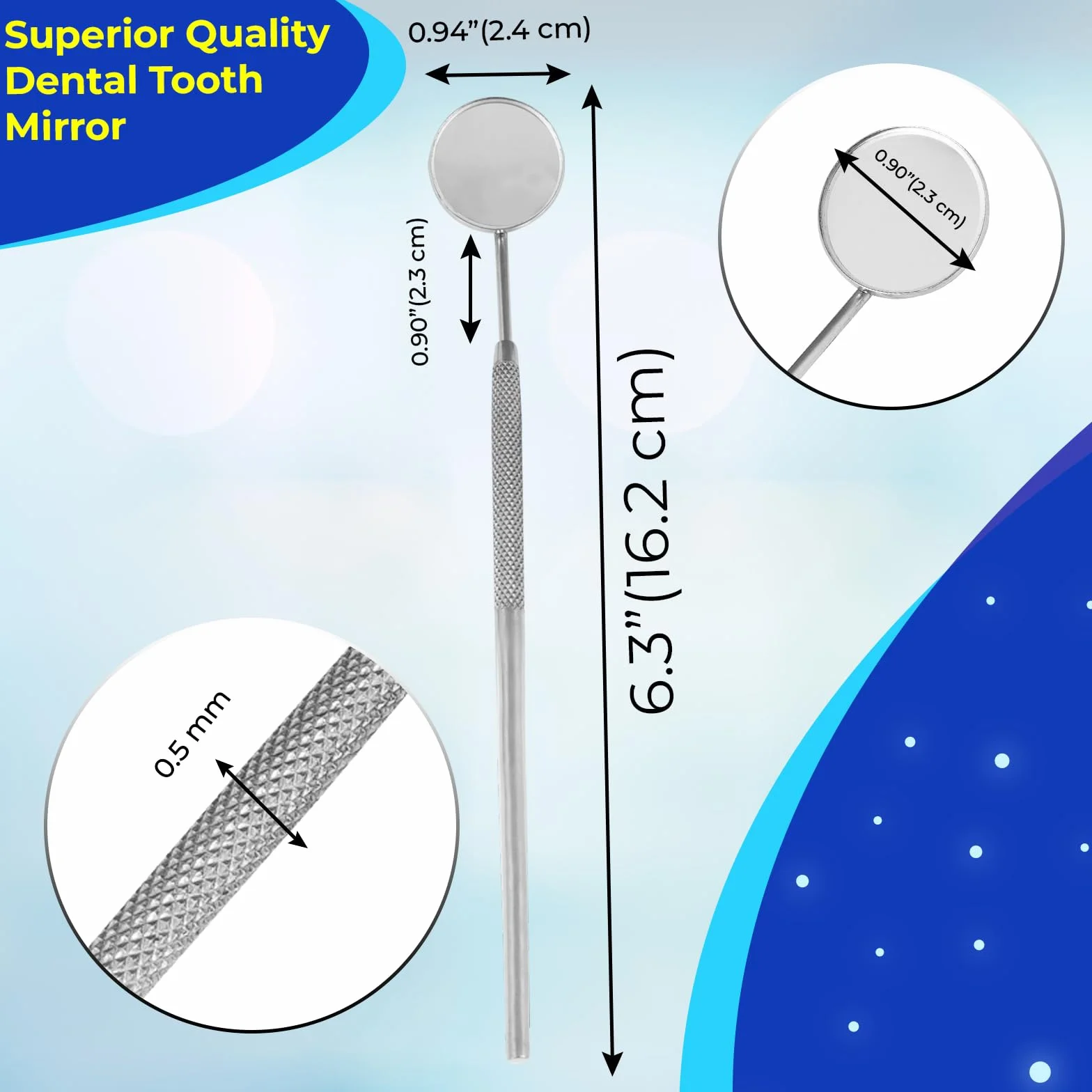 Espejo dental de acero inoxidable para dentista limpieza e higiene bucal