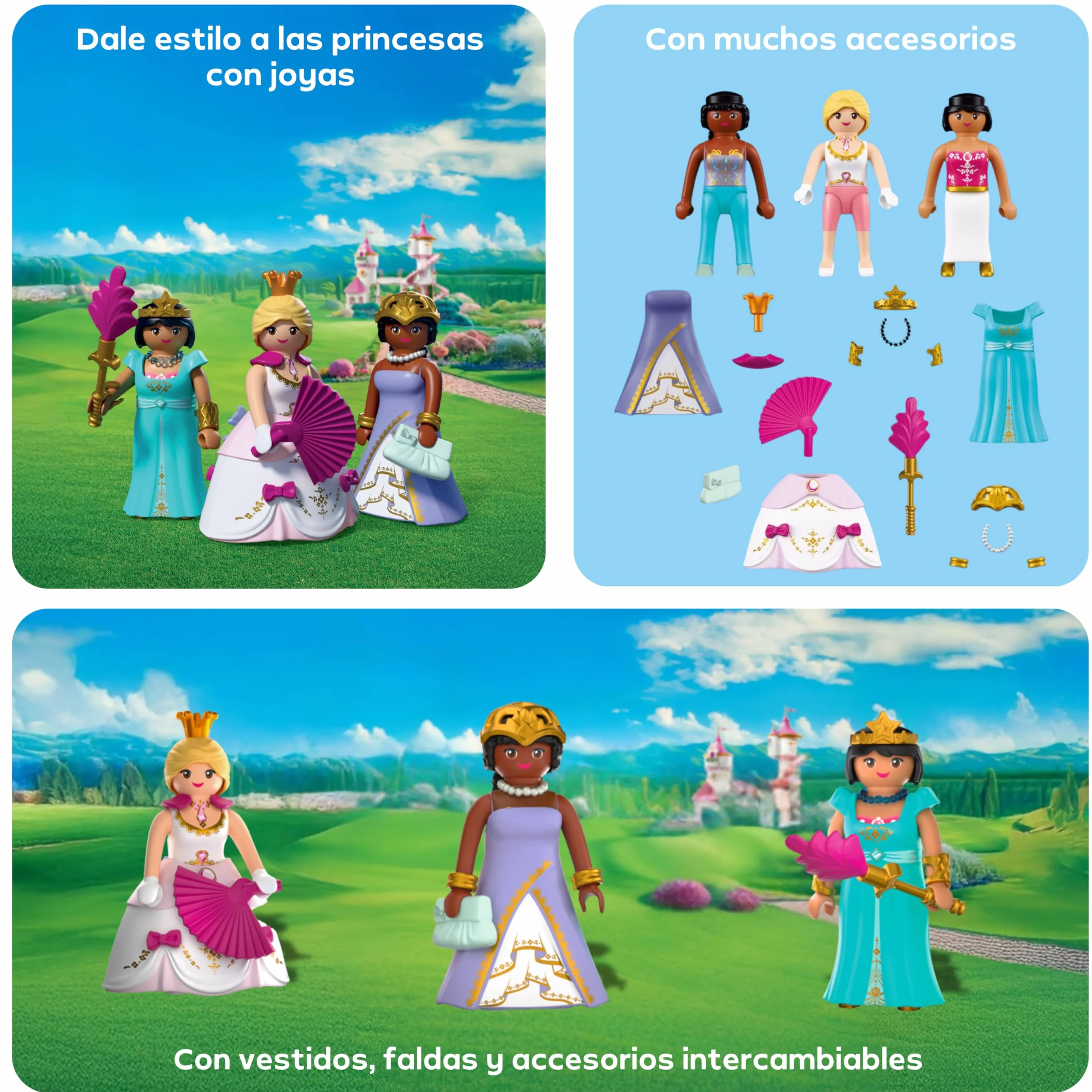 PLAYMOBIL Princess Tres Princesas 3 Figuras con Ropa y Accesorios Juguete 72055