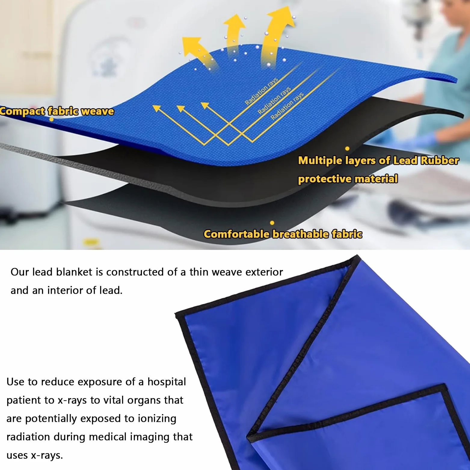 Delantal de Plomo Manta De Plomo For Protección Contra Rayos X, Equivalente A 0,35 Mmpb, Escudo De Protección Radiológica Ligero Y Suave, Cubierta De Plomo Ajustable For Máquina De Rayos X De Laborato