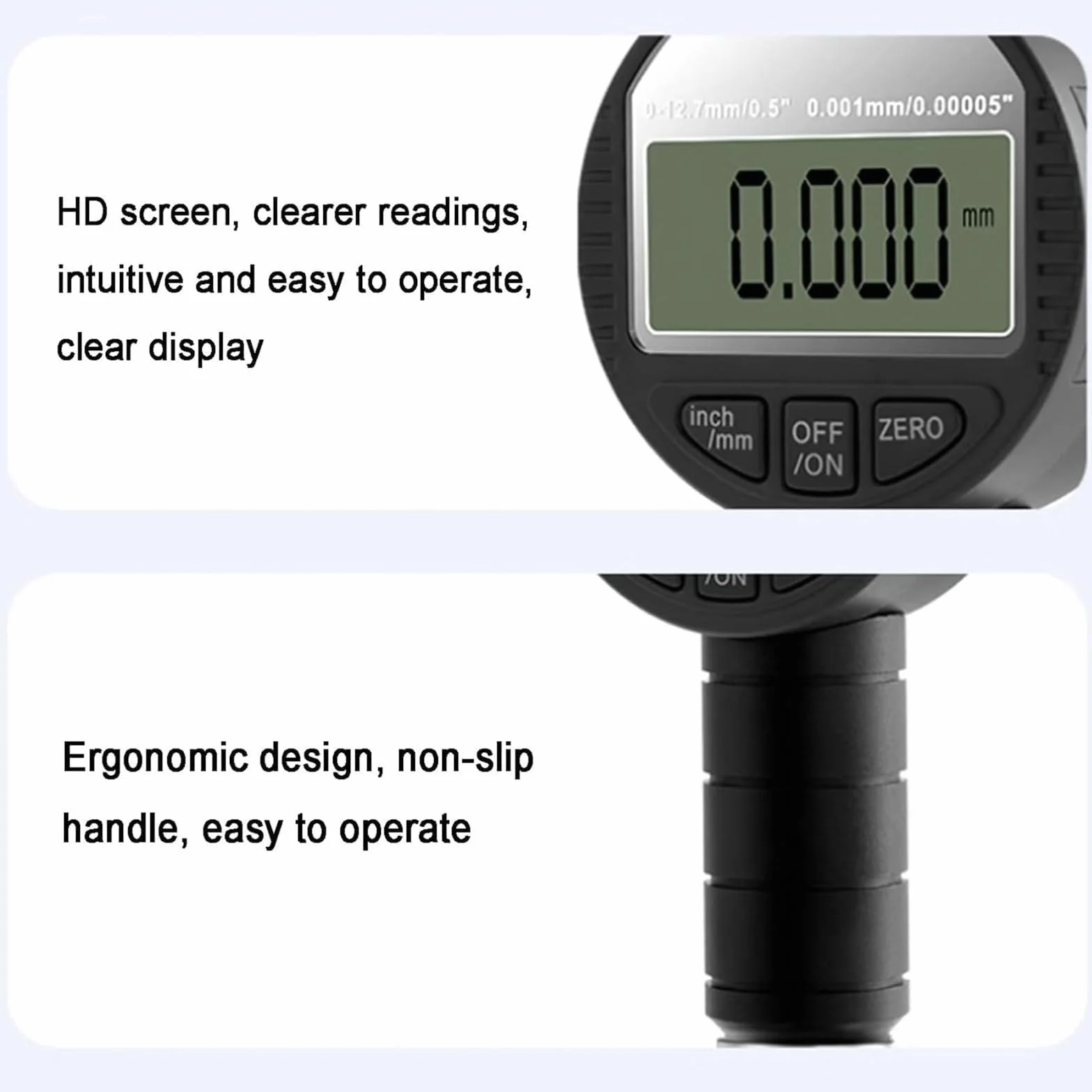 Rugosímetro digital para superficies, medidor de rugosidad para granallado y arenado con 0-6,5/8/10 mm, con opciones métricas/pulgadas intercambiables, medidor de patrones de anclaje(0-10mm)