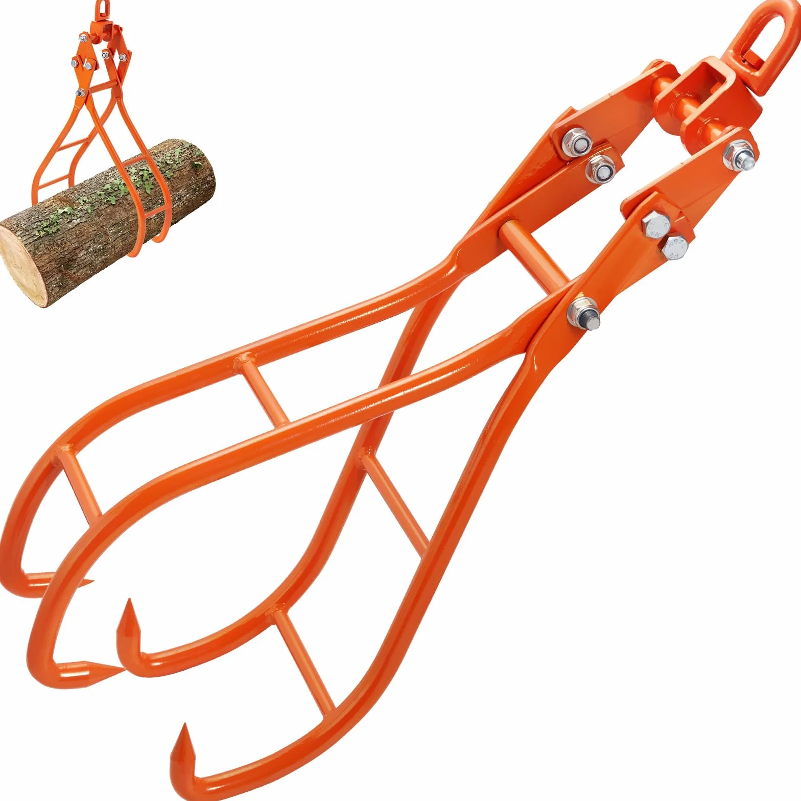 VEVOR Abrazadera Forestal para Troncos 914,4 mm Abrazadera de Elevación para Troncos de Madera Ganchos 4 Garras Giratorias Carga de 1500 kg Abrazadera de Acero para Tractores ATV Camiones Carretillas