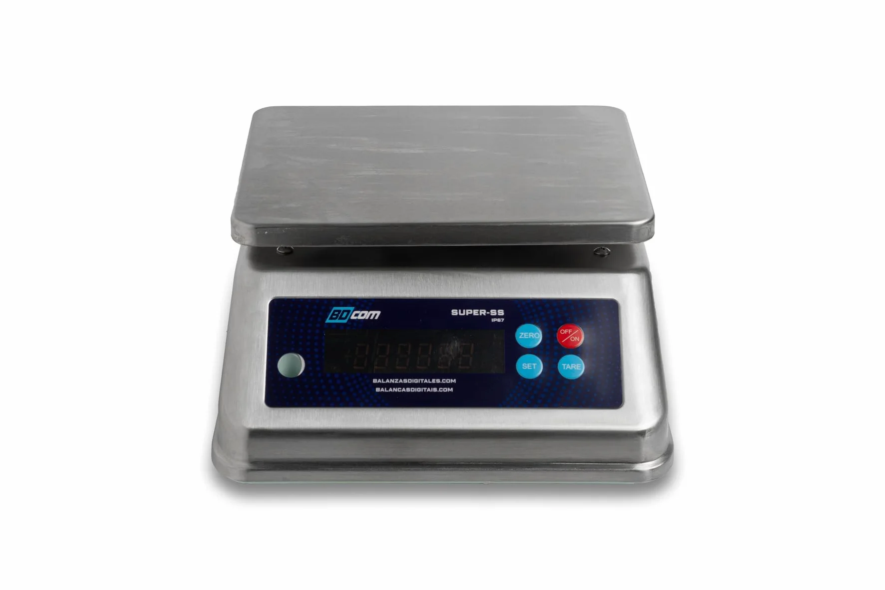BDCOM Super-SS Balanza Digital Profesional, Acero Inoxidable, Doble Pantalla LED Roja, 30 kg Capacidad, 2g de precisión, Sobremesa, IP67 Estanca, Para Industria Alimentaria