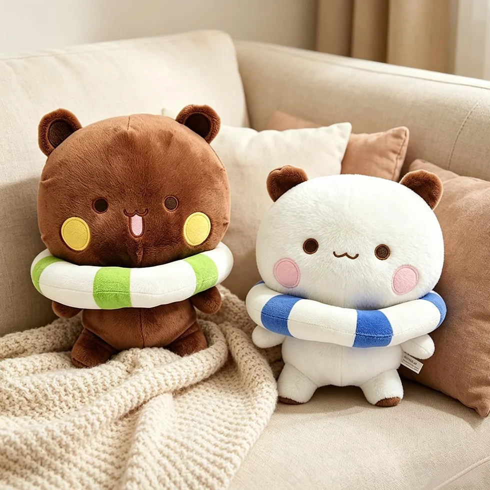 Peluche Bubu y Dudu 22cm Oso y Panda Almohada Cojín